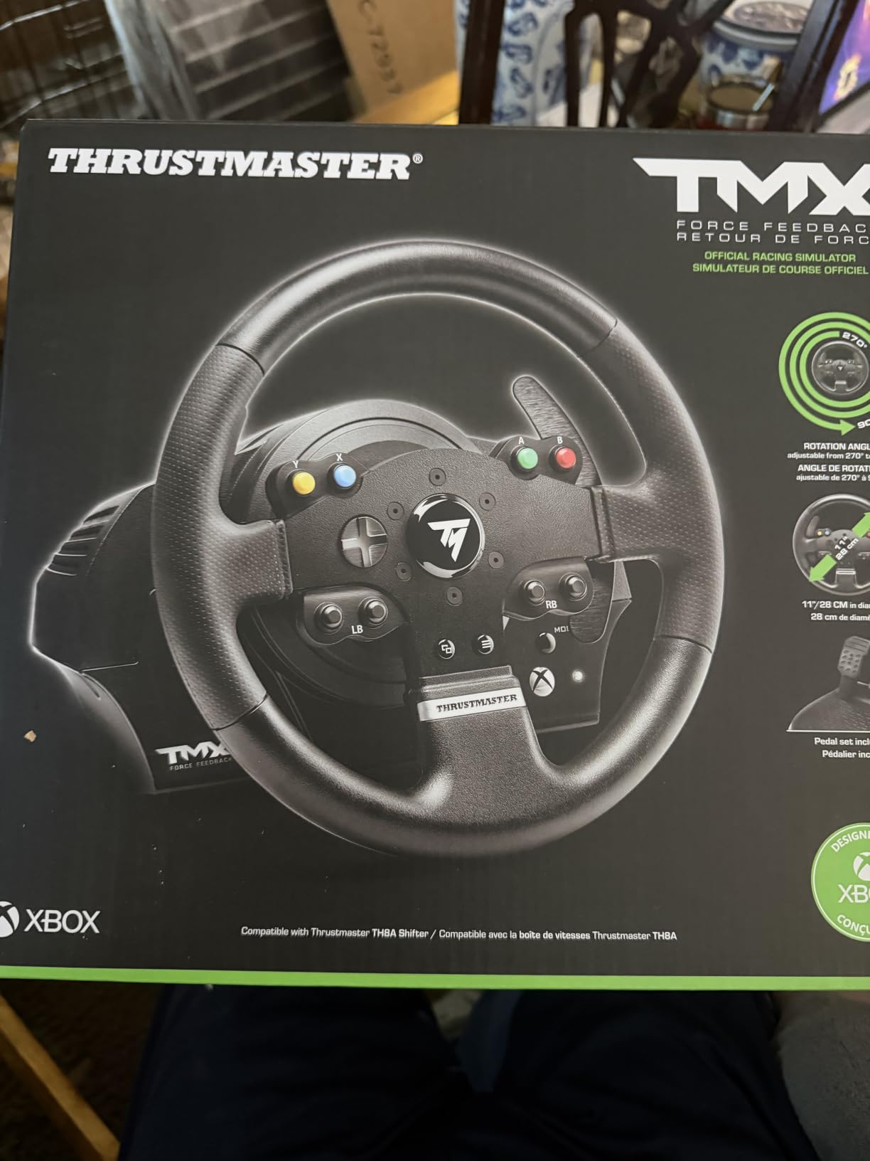 Thrustmaster TMX Force Feedback Racing Wheel & Pedals - XBOX & PC | 900-degree rotation, belt-pulley motor, 28 cm rim, 12-bit optical reading, ergonomic grip, for driving and truck sims customer photo 2
