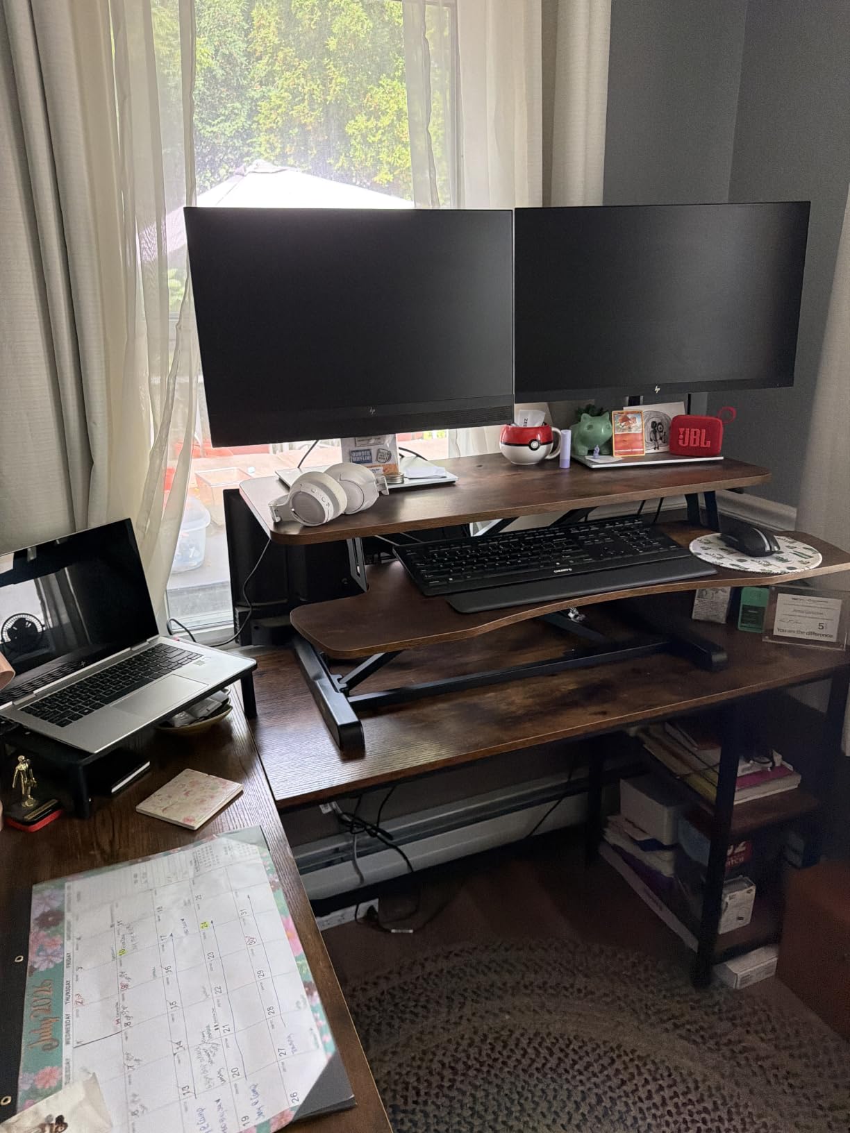 VIVO 32 inch Desk Converter, K Series, Height Adjustable Sit to Stand Riser, Dual Monitor and Laptop Workstation with Wide Keyboard Tray, Black, DESK-V000K customer photo 2