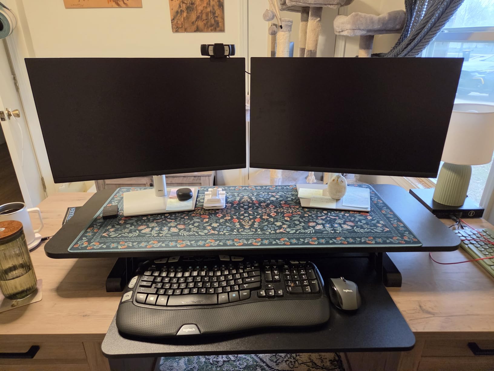 TechOrbits Standing Desk Converter - 32 Inch Adjustable Sit to Stand Up Workstation, Particle Board, Dual Monitor Desktop Riser with Keyboard Tray, for Home Office Laptop, Black 32