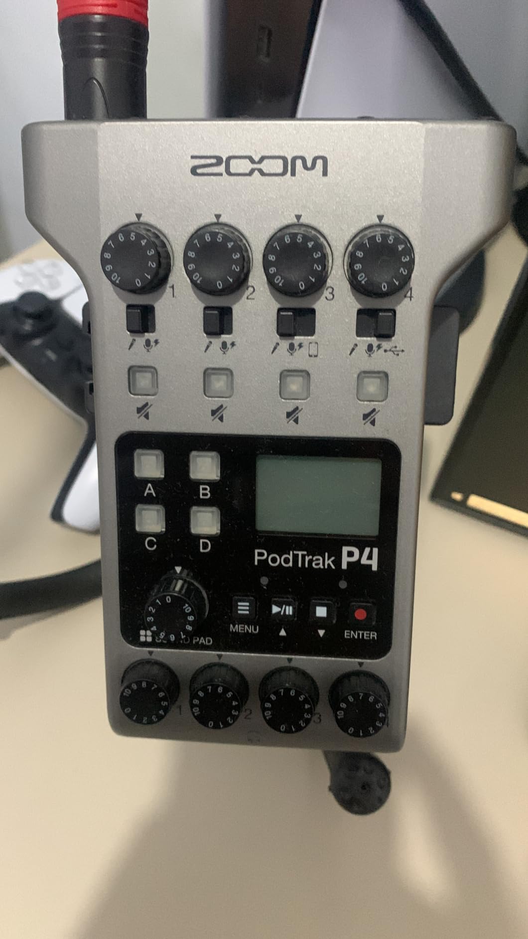 Zoom PodTrak P4 Podcast Recorder with 4 XLR Mic Inputs, 4 Headphone Outputs, Phone & USB Input for Remote Interviews, Sound Pads, 2-In/2-Out USB Audio Interface, Battery Powered customer photo 1
