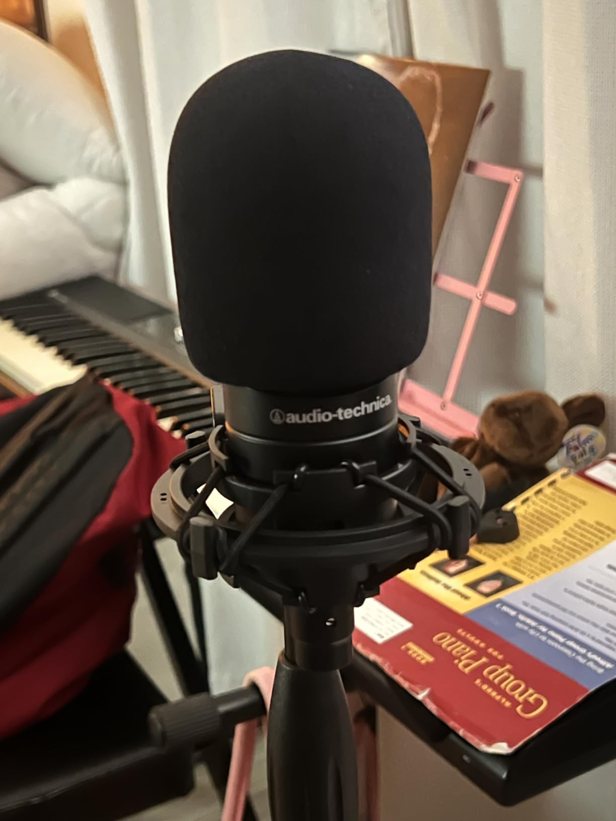 AT2020 Microphone Shock Mount with Pop Filter, [Custom Built for audio technica Mic] Anti-Vibration Suspension Shockmount Holder Clip Compatible with AT2020USB+ AT2035 ATR2050 AT3035 AT3060 customer photo 2
