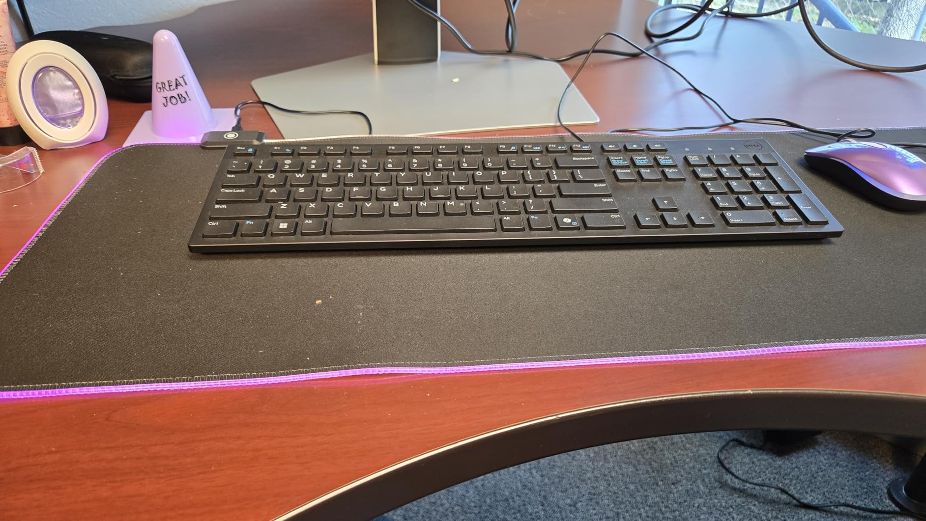 RGB Large Gaming Mouse Pad with 4Port USB Hub and 13 Lighting Modes, Computer Keyboard Mouse Pad, Oversize Anti-Slip Rubber Base Mouse Mat for Computer PC Games (31.5 x 11.81 in Black, 0.15in Thick) customer photo 1