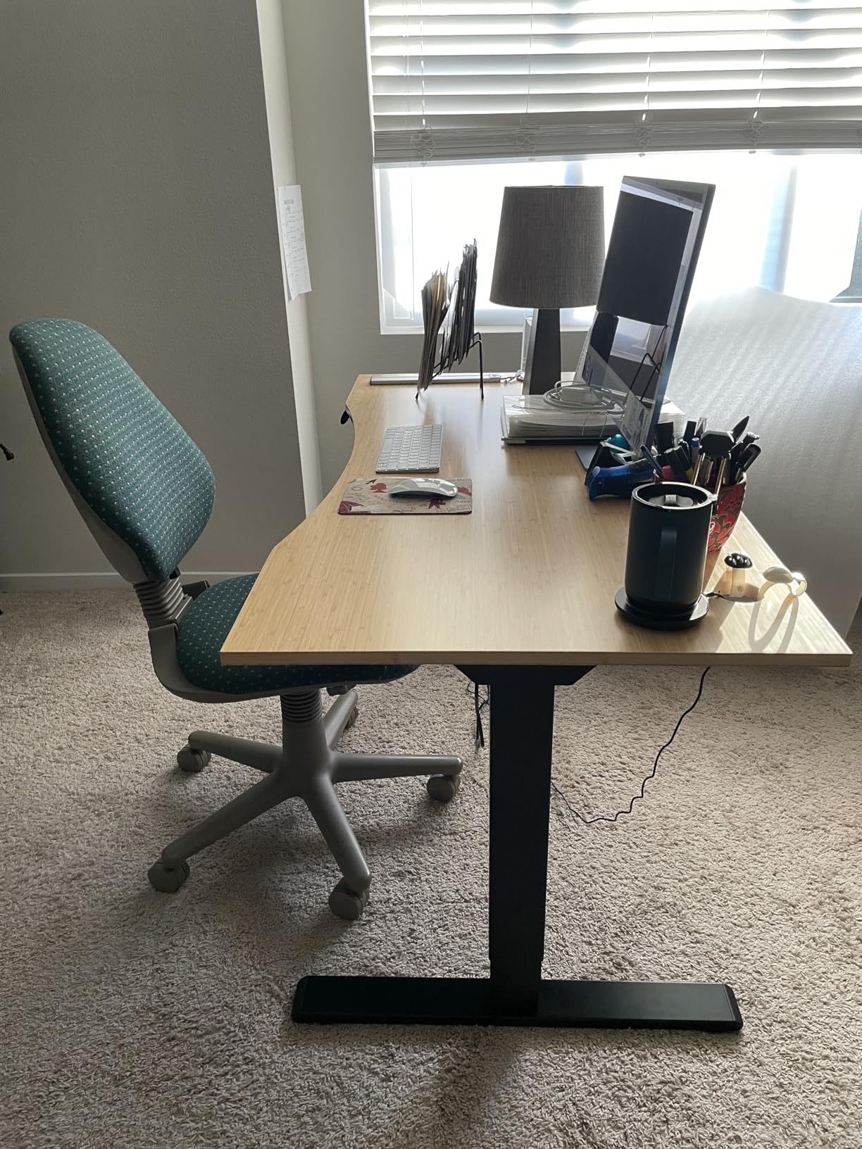 FlexiSpot E6 Bamboo 3-Stage Dual Motor Electric Standing Desk 55 x 28 Sit Stand Up Desk, Holds 220 lbs, Adjustable Height w/ Memory Presets, Solid Bamboo Desktop & White Frame, Ships in 2 Boxes customer photo 1