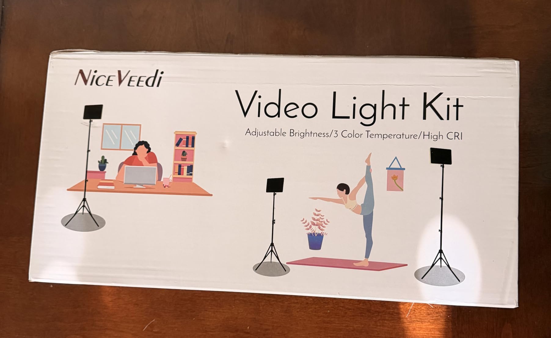 2-Pack LED Video Light Kit, NiceVeedi Studio Light, 2800-6500K Dimmable Photography Lighting Kit with Tripod Stand and Phone Holder, 73