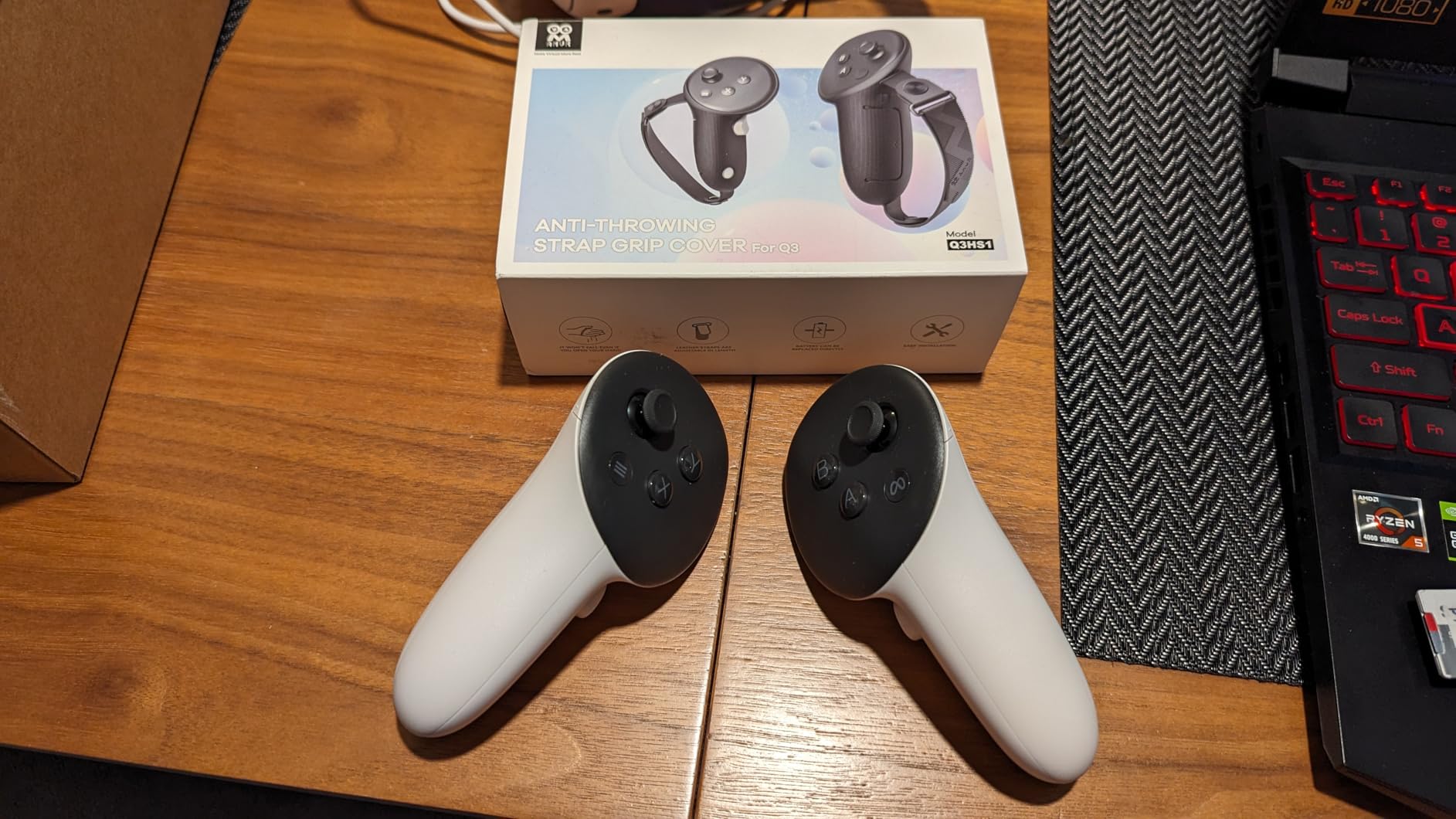 AMVR Upgraded Controller Grips Cover Compatible with Meta/Oculus Quest 3S/Quest 3 Accessories, with Battery Opening Cover and Knuckle Straps Protector customer photo 1