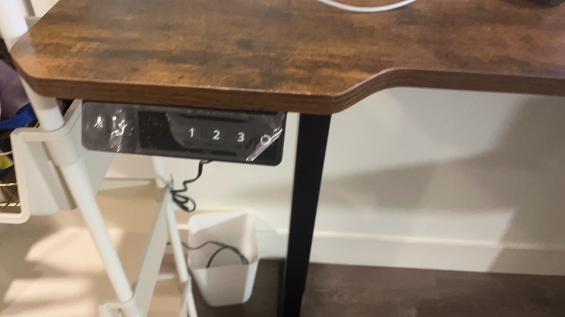 Acrolix L Shaped Electric Standing Desk - 59x40 Inch Reversible Corner Sit Stand Desk with Hook & Cup Holder, Electric Height Adjustable Table, Rustic Brown customer photo 1