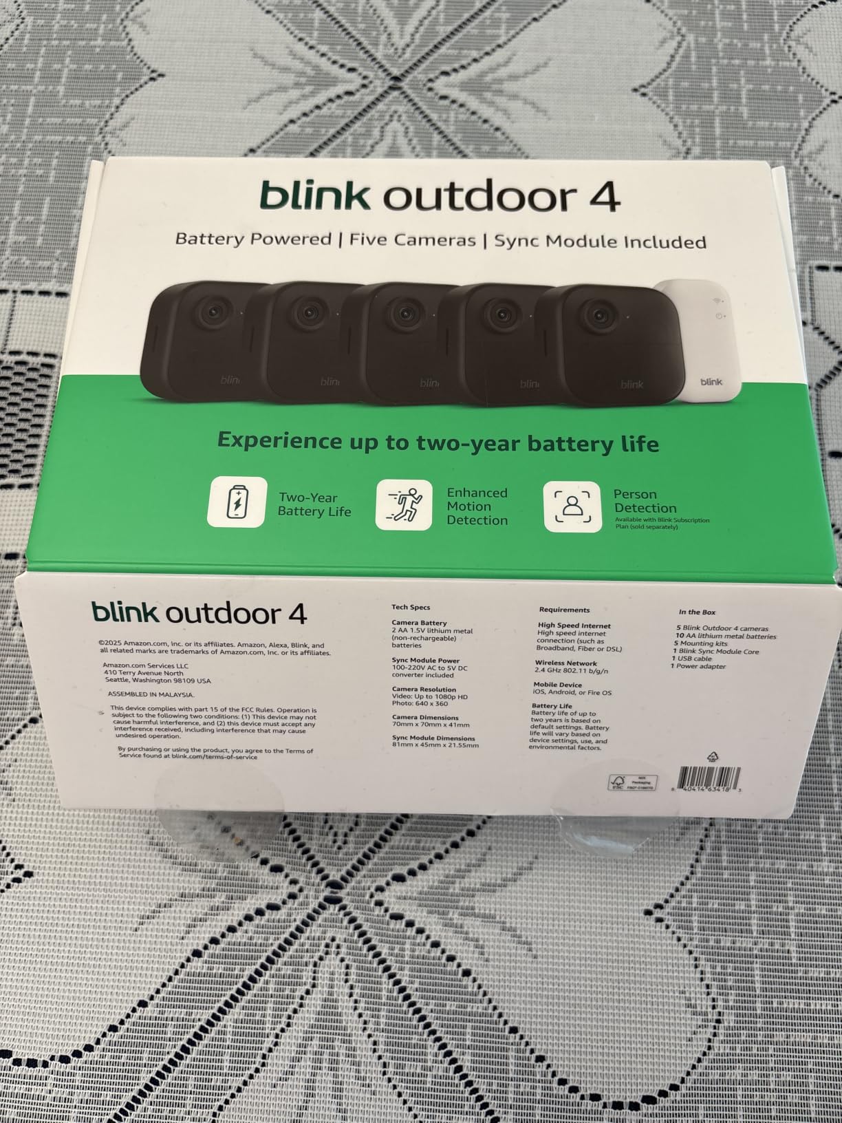 Blink Outdoor 4 - Wireless smart security camera, two-year battery life, 1080p HD day and infrared night live view, two-way talk. Sync Module Core included - 3 camera system customer photo 1