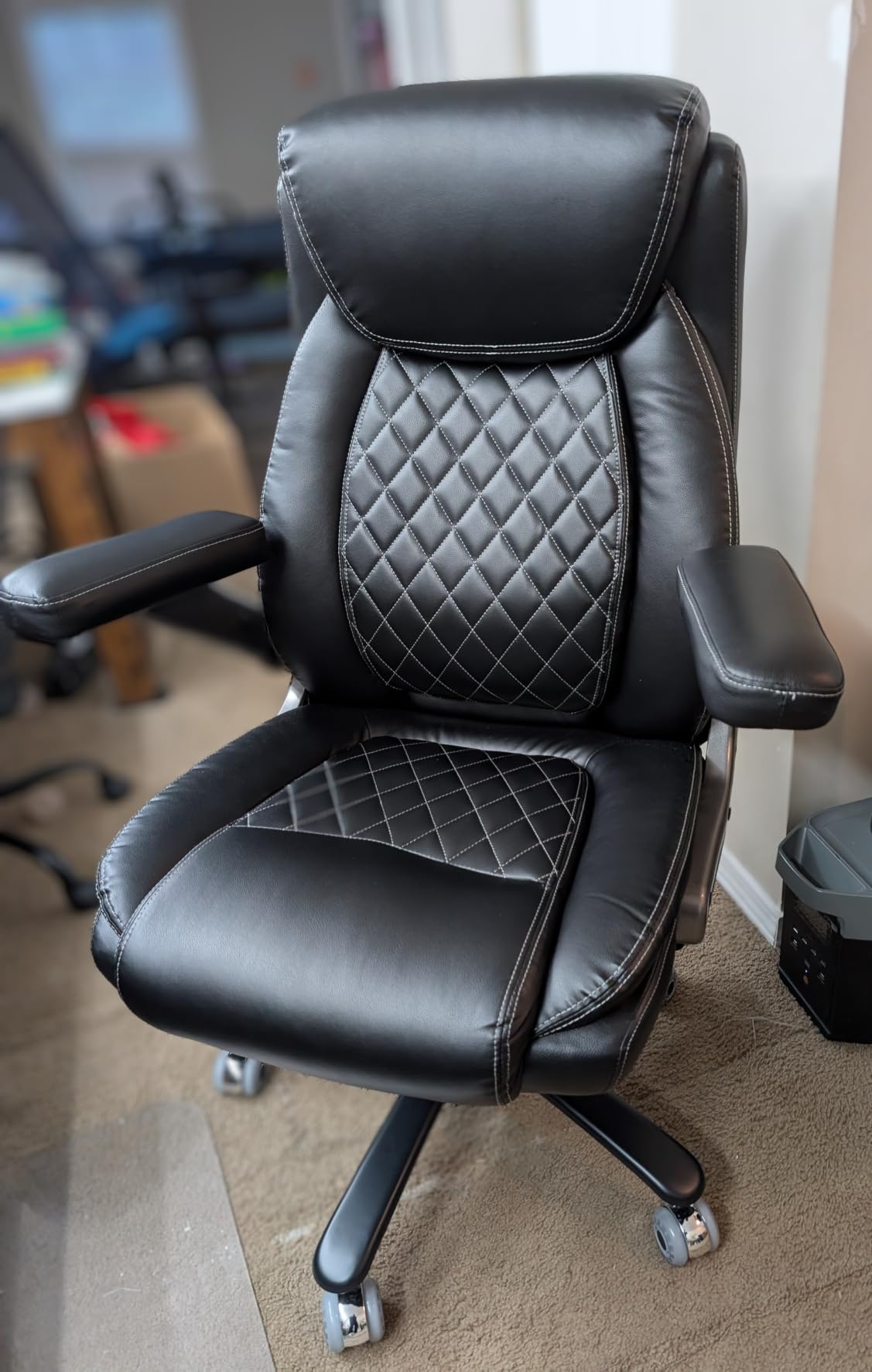 600LBS Large Heavy Duty Office Chair with 5D Flip Arms, Comfy Big and Tall Executive Office Desk Chair with Pocket Spring Cushion, High Back Computer Chair with Lumbar Support, Dual Rubber Wheel customer photo 1