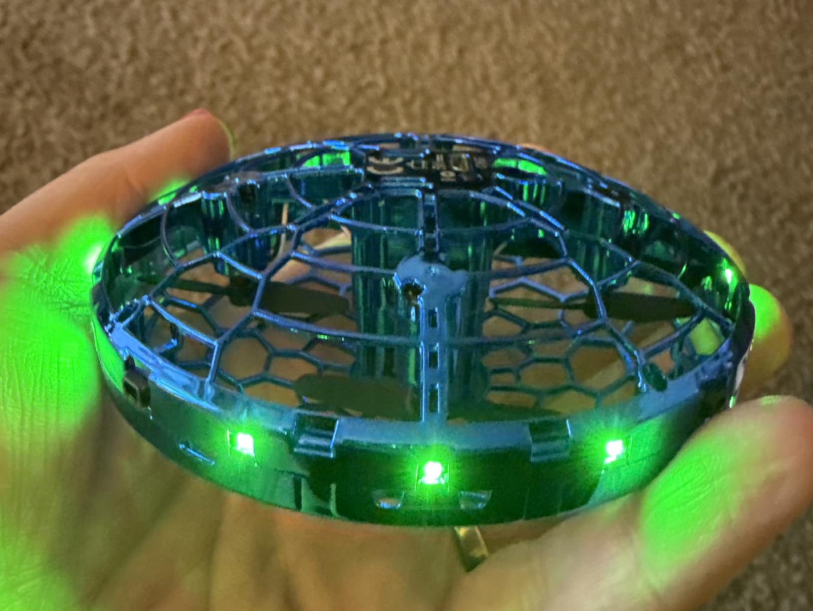 Hand Operated Flying Toy Drone for Kids, 360° Hands Free Motion Sensors Mini Drone with Cool LED Lights, Easy Indoor Small UFO Toy Flying Ball Drone for 6 7 8 9 10+ Year Old Boys and Girls (Blue) customer photo 2