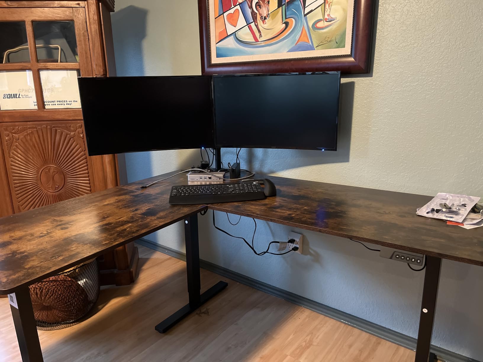 SIAGO L-Shaped Standing Desk - 63 x 55 Inch Adjustable Corner Standing Desk with Charging Station, Sit Stand Table with Memory Controller, Splice Board customer photo 1