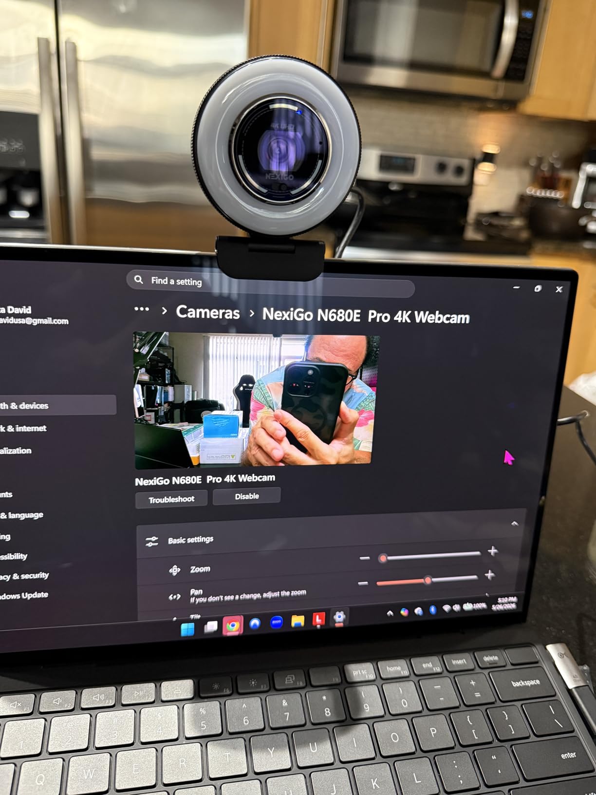 NexiGo N680E Pro 4K Webcam with Ring Light, PDAF Autofocus, 1080p 60FPS, Dual Noise-Canceling Mics, Privacy Shutter, USB Plug-and-Play for Zoom, Teams, Twitch, Google Meet customer photo 1