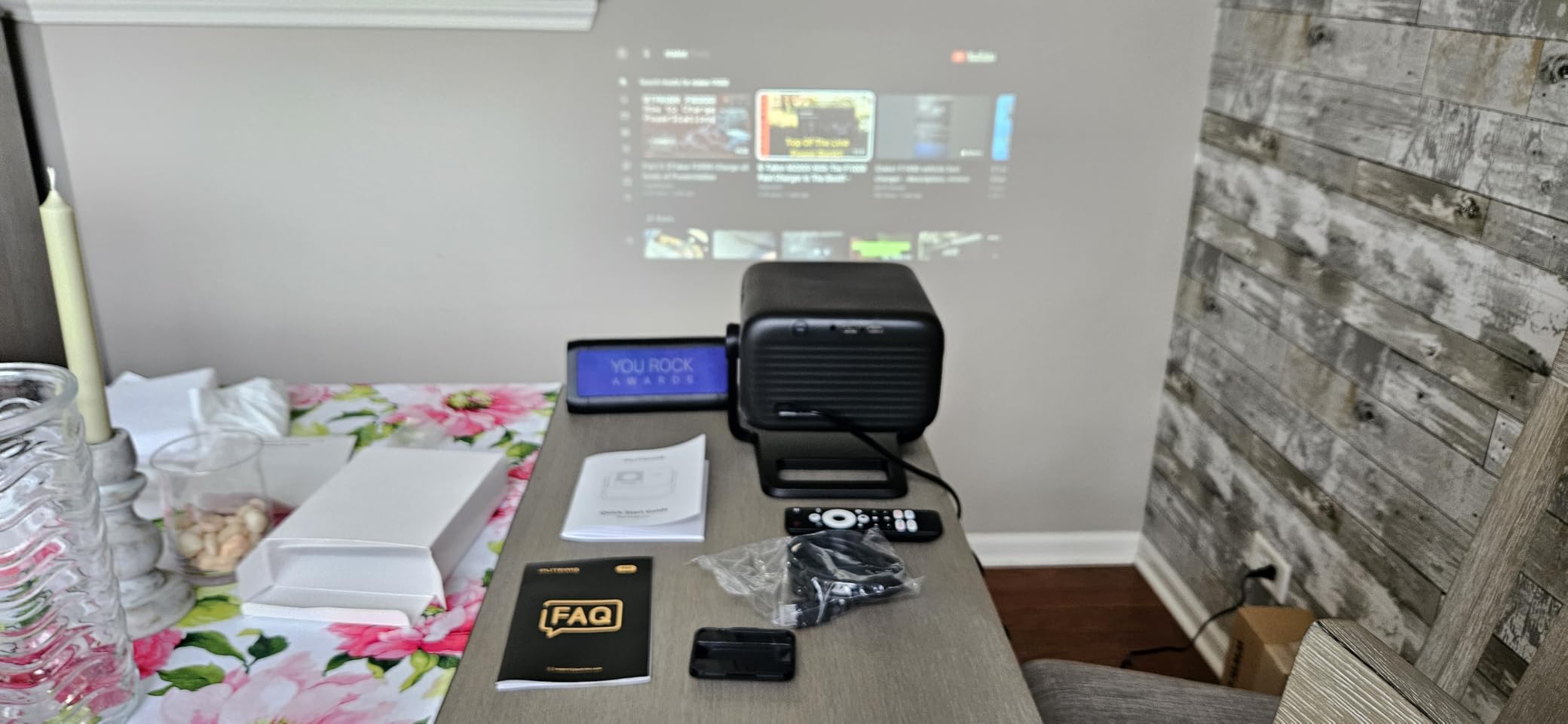 Smart 4K Projector with Google TV Stick Built-in & 360 Degree Stand, WiFi 6, Bluetooth 5.3, HDR10, 30W Hi-Fi, AI Auto Focus, Outdoor Portable Short Throw Movie Projector for Home Theater Bedroom Ceiling customer photo 2