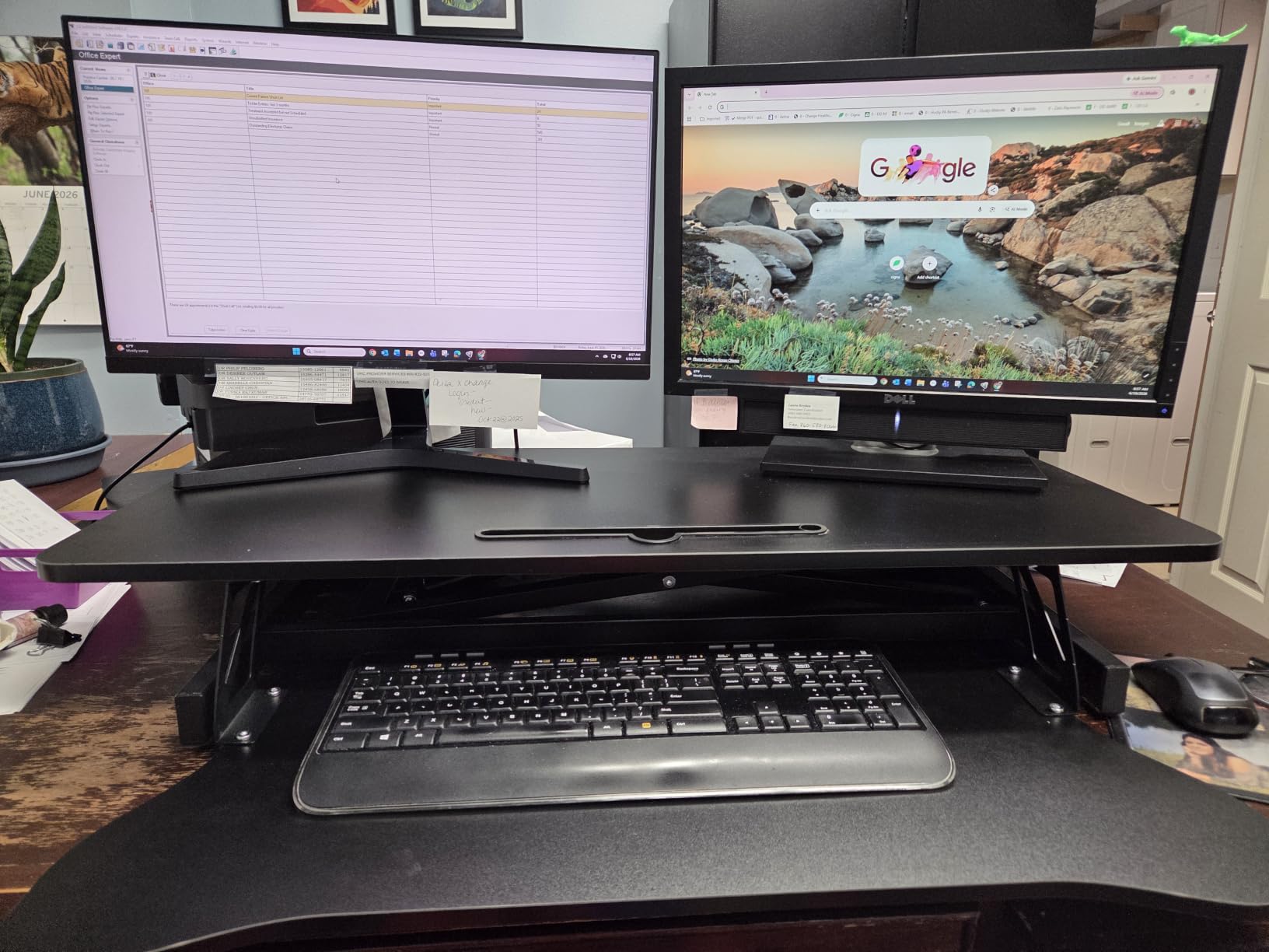 Panana Standing Desk Converter, Height Adjustable Sit to Stand Up Workstation, Dual Monitor and Laptop with Wide Keyboard Tray for Home Office (31.5