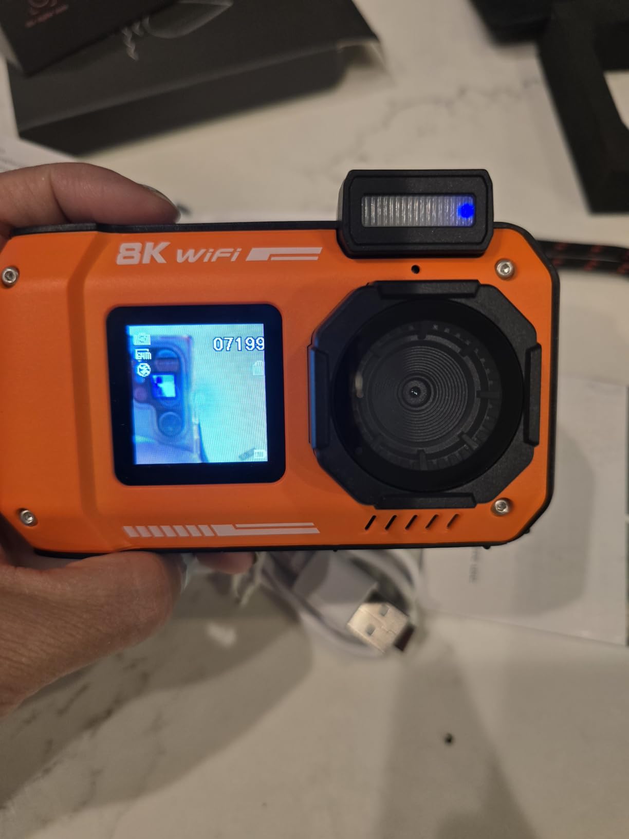 8K Underwater Camera WiFi 90MP 50FT Waterproof 32GB Card Dual-Screen Touch | Suitable for Snorkeling and Diving, Rugged Shockproof Dustproof Dustproof, AF Selfie, 18X Zoom, Floatable customer photo 1