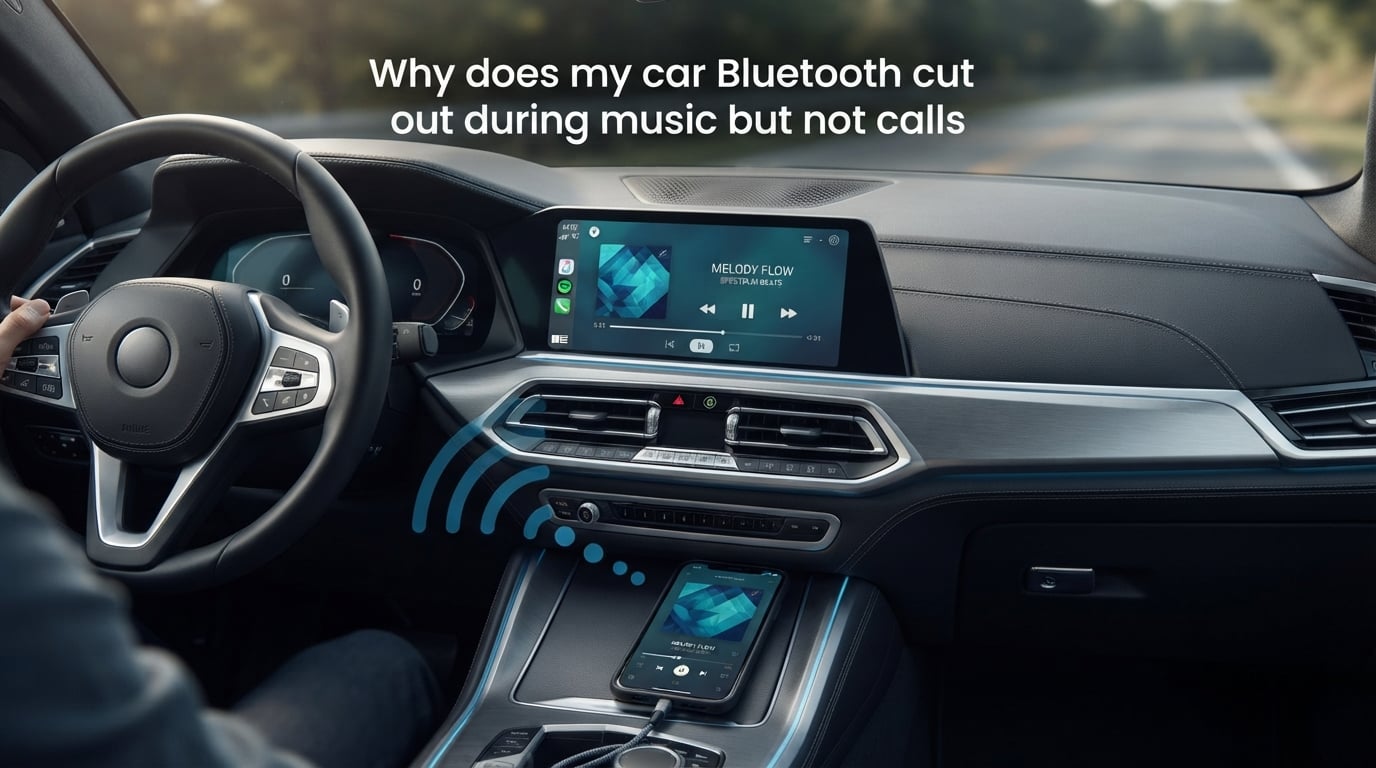 Why does my car Bluetooth cut out during music but not calls