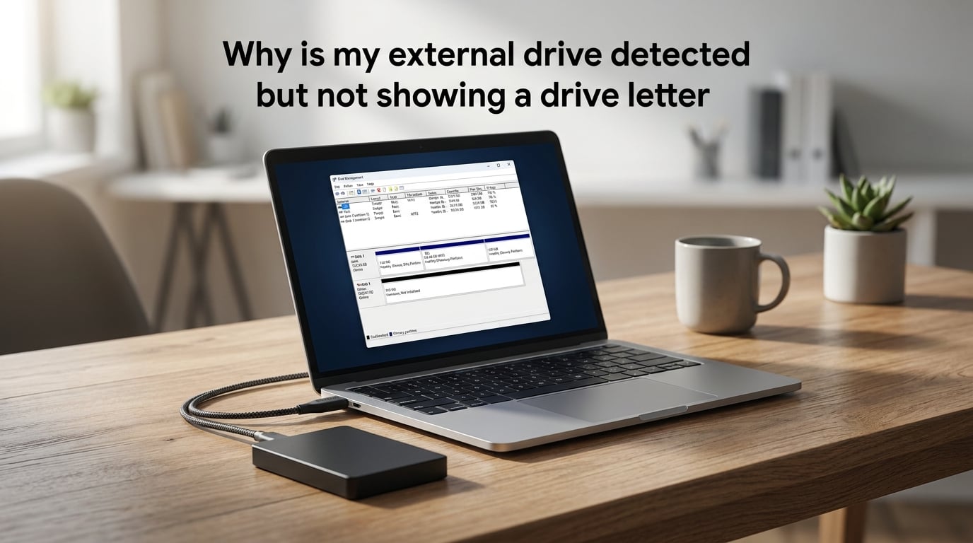 Why is my external drive detected but not showing a drive letter