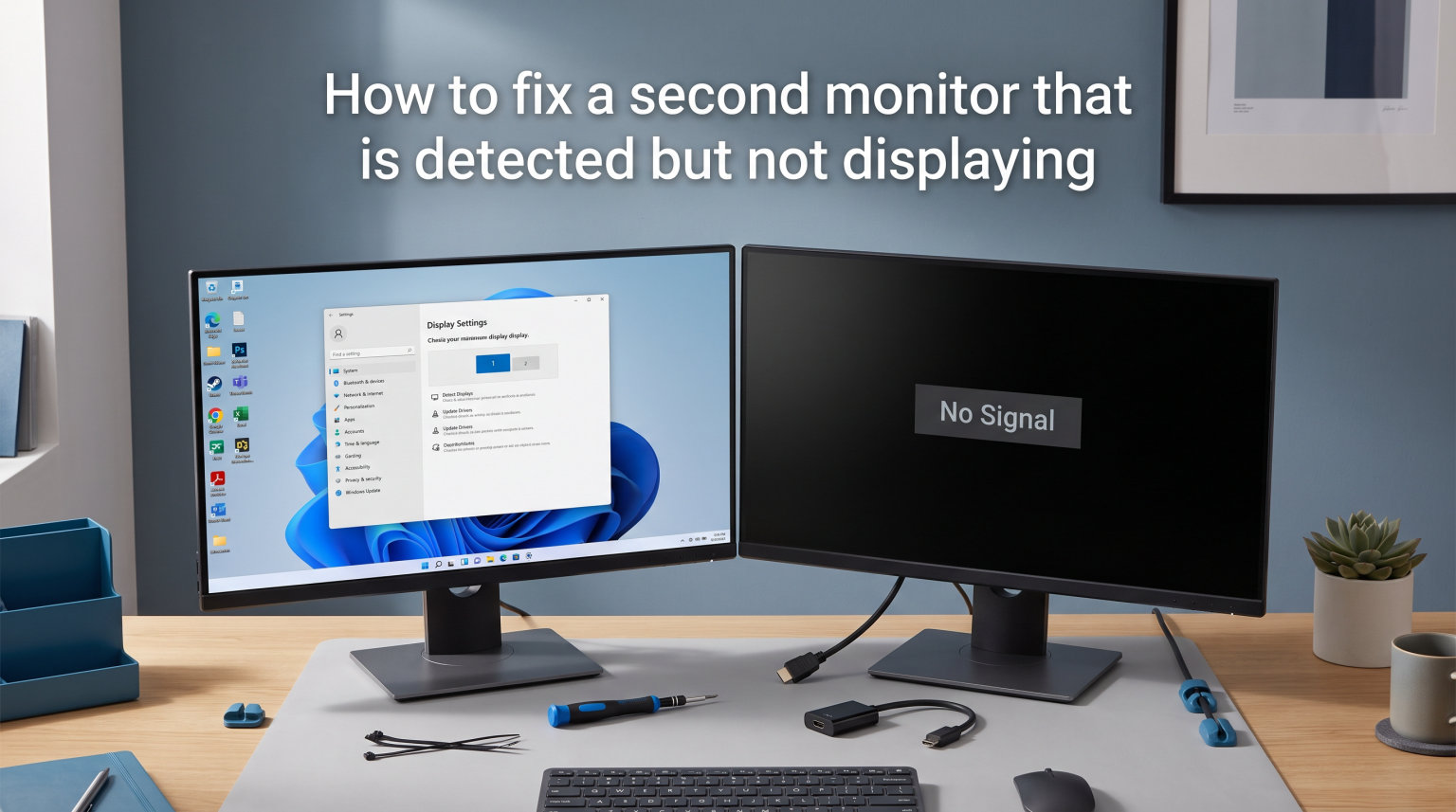 How to fix a second monitor that is detected but not displaying