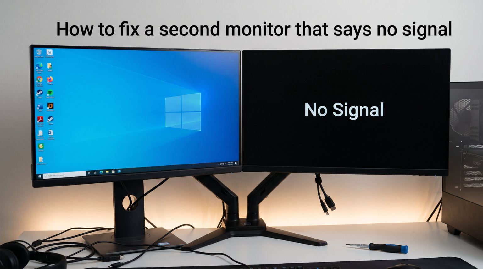 How to fix a second monitor that says no signal