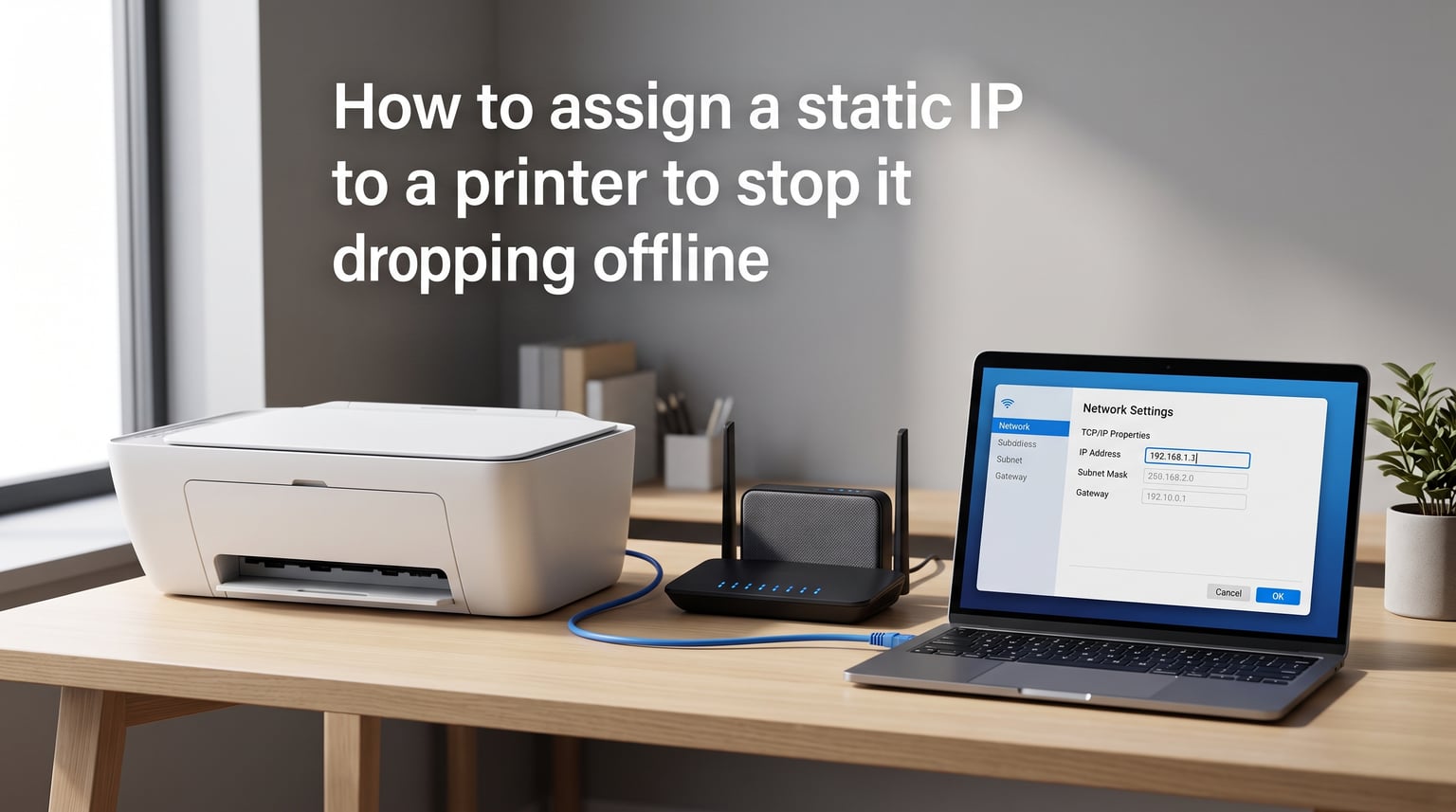 How to assign a static IP to a printer to stop it dropping offline
