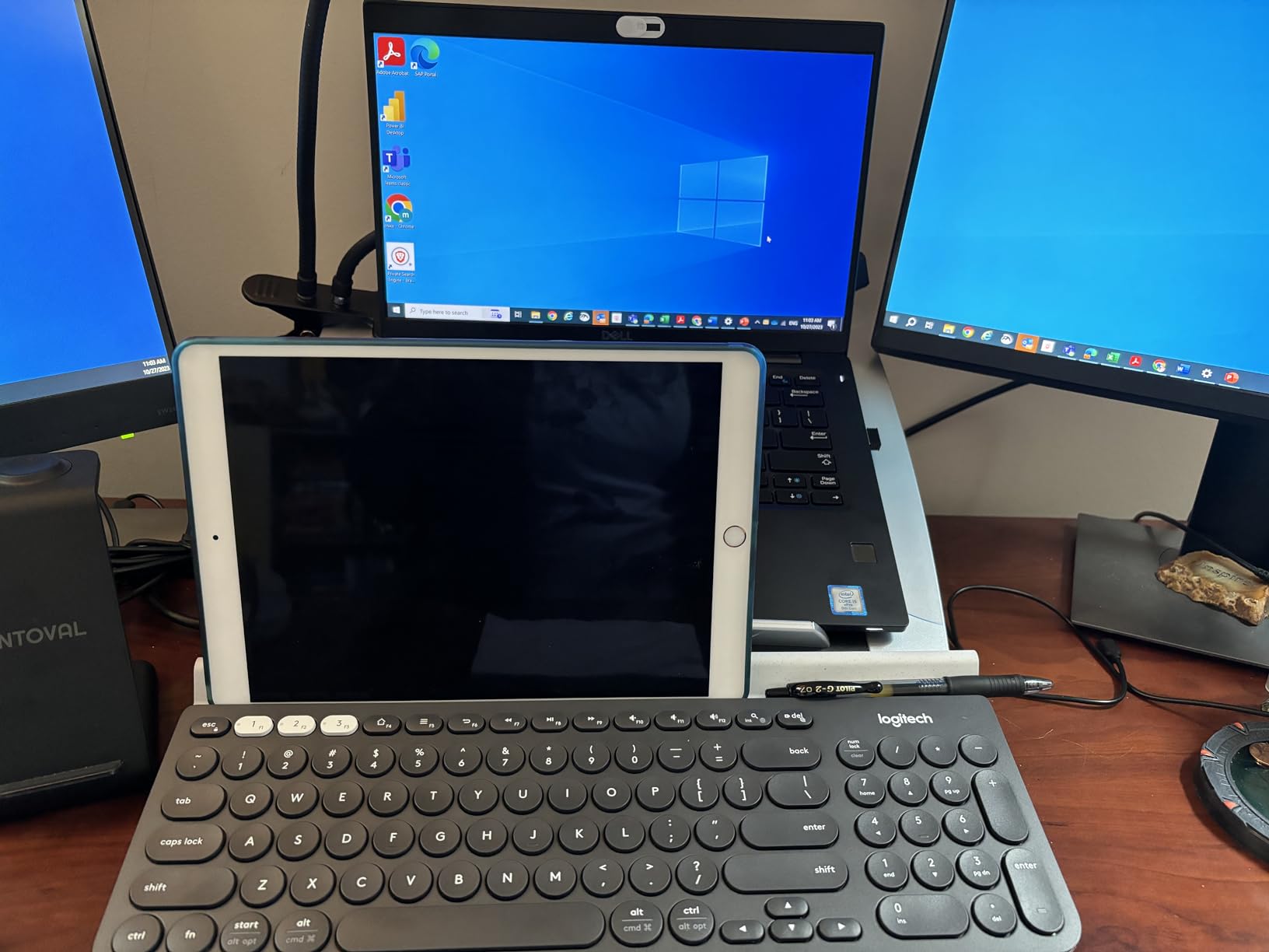 Logitech K780 Multi-Device Wireless Keyboard with Built-in Cradle | Compact keyboard, Bluetooth or USB connect, type on 3 paired devices, cradle can hold a smartphone and large tablet together customer photo 1