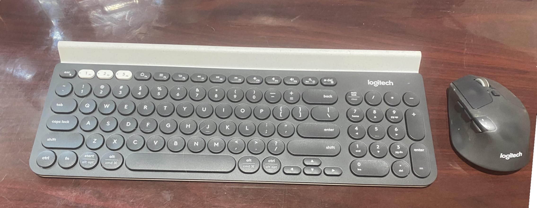 Logitech K780 Multi-Device Wireless Keyboard with Built-in Cradle | Compact keyboard, Bluetooth or USB connect, type on 3 paired devices, cradle can hold a smartphone and large tablet together customer photo 2