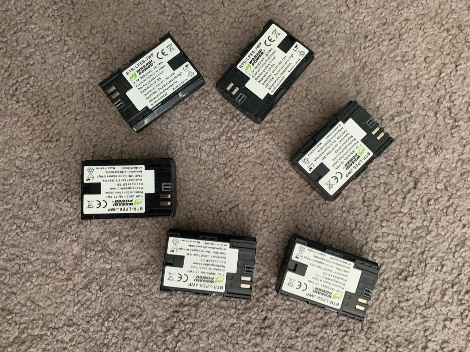 Wasabi Power LP-E6, LP-E6N Battery (2-Pack) for Canon EOS 5D Mark II/III/IV, 5DS, 5DS R, 6D, 6D Mark II, 7D, 7D Mark II, 70D, 80D, 90D, R, R5, R5C, R6, Ra, XC10, XC15, BMPCC 4K, BMPCC 6K customer photo 1