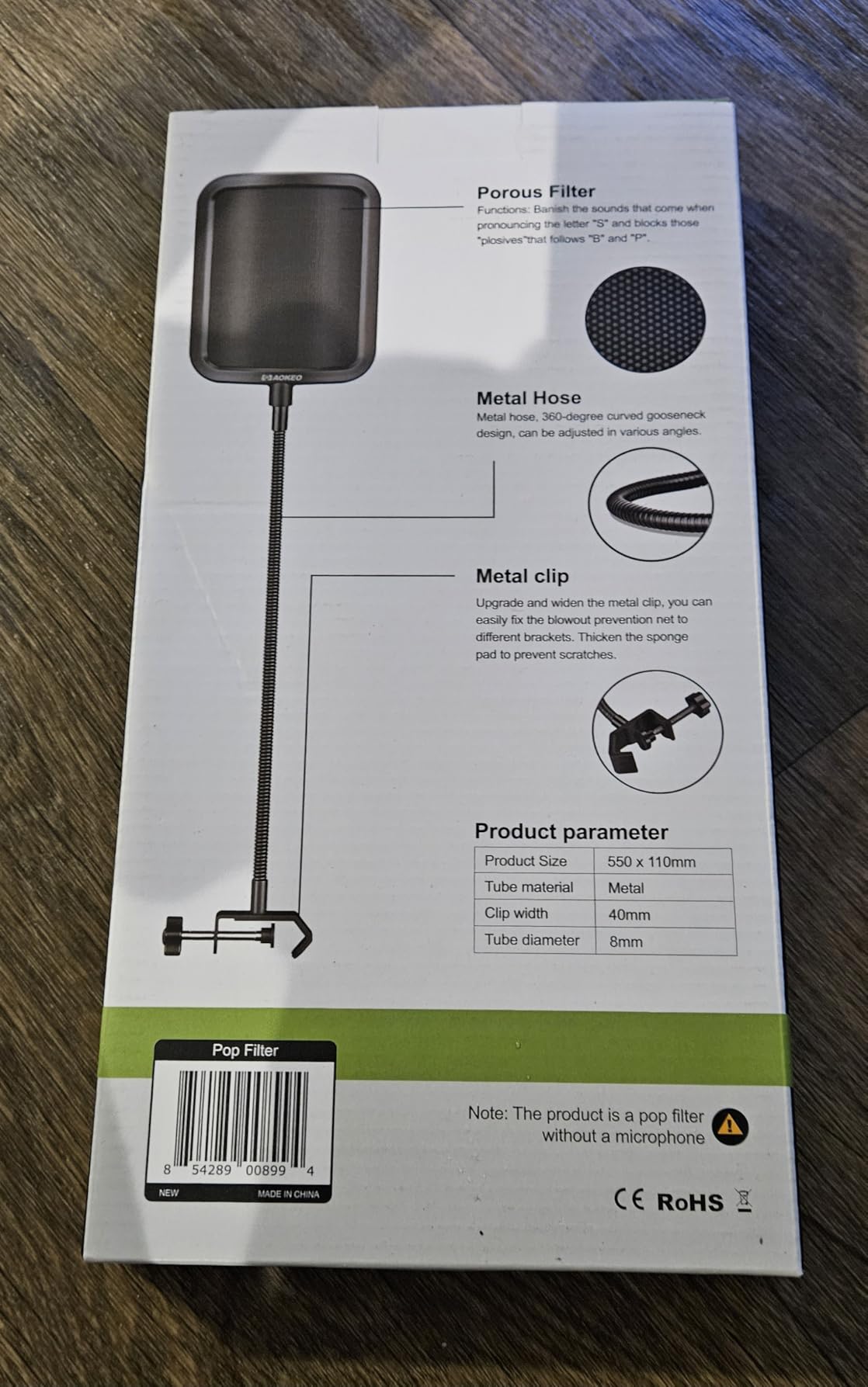 Aokeo Professional Microphone Pop Filter Mask Shield For Blue Yeti and Any Other Microphone,Mic Dual Layered Wind Pop Screen With Flexible 360° Gooseneck Clip Stabilizing Arm customer photo 1
