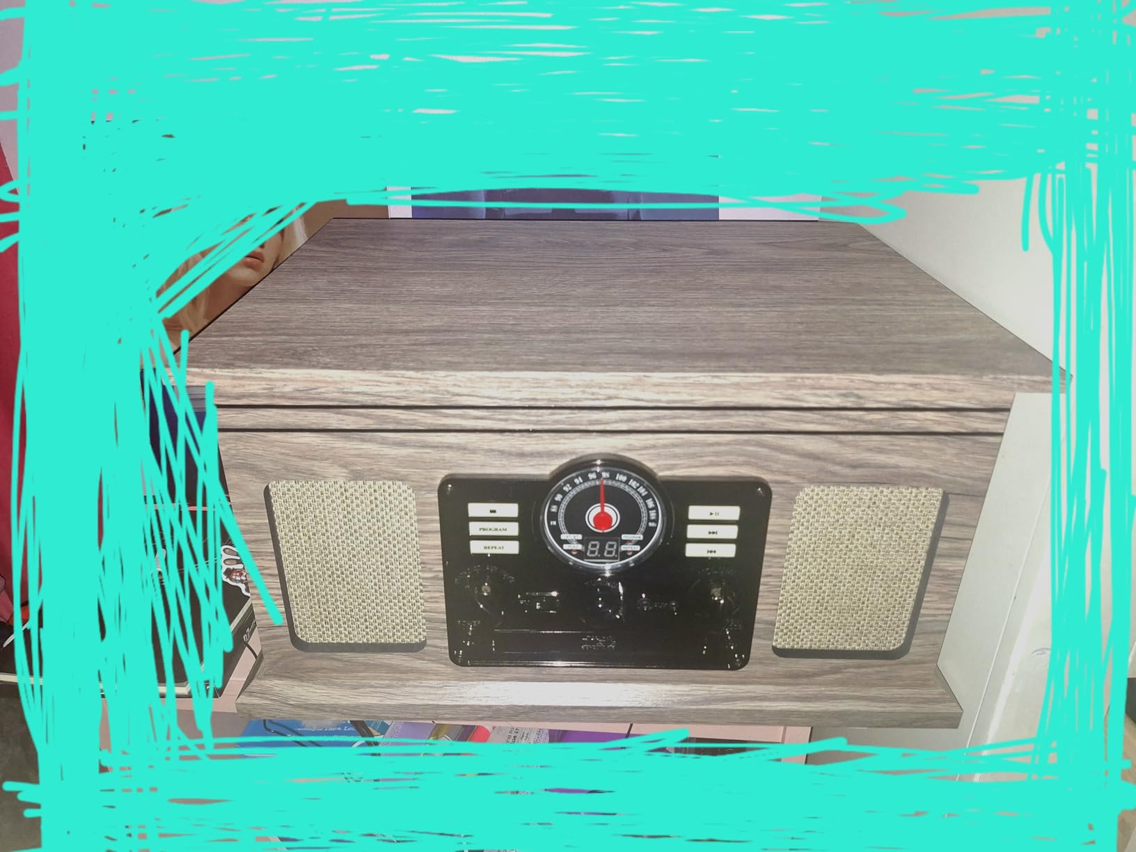 Victrola Quincy - 6-in-1 Bluetooth Record Player - Espresso | Plays vinyl, CD, cassette and FM radio through built-in stereo speakers, Bluetooth and aux streaming, headphone jack customer photo 2