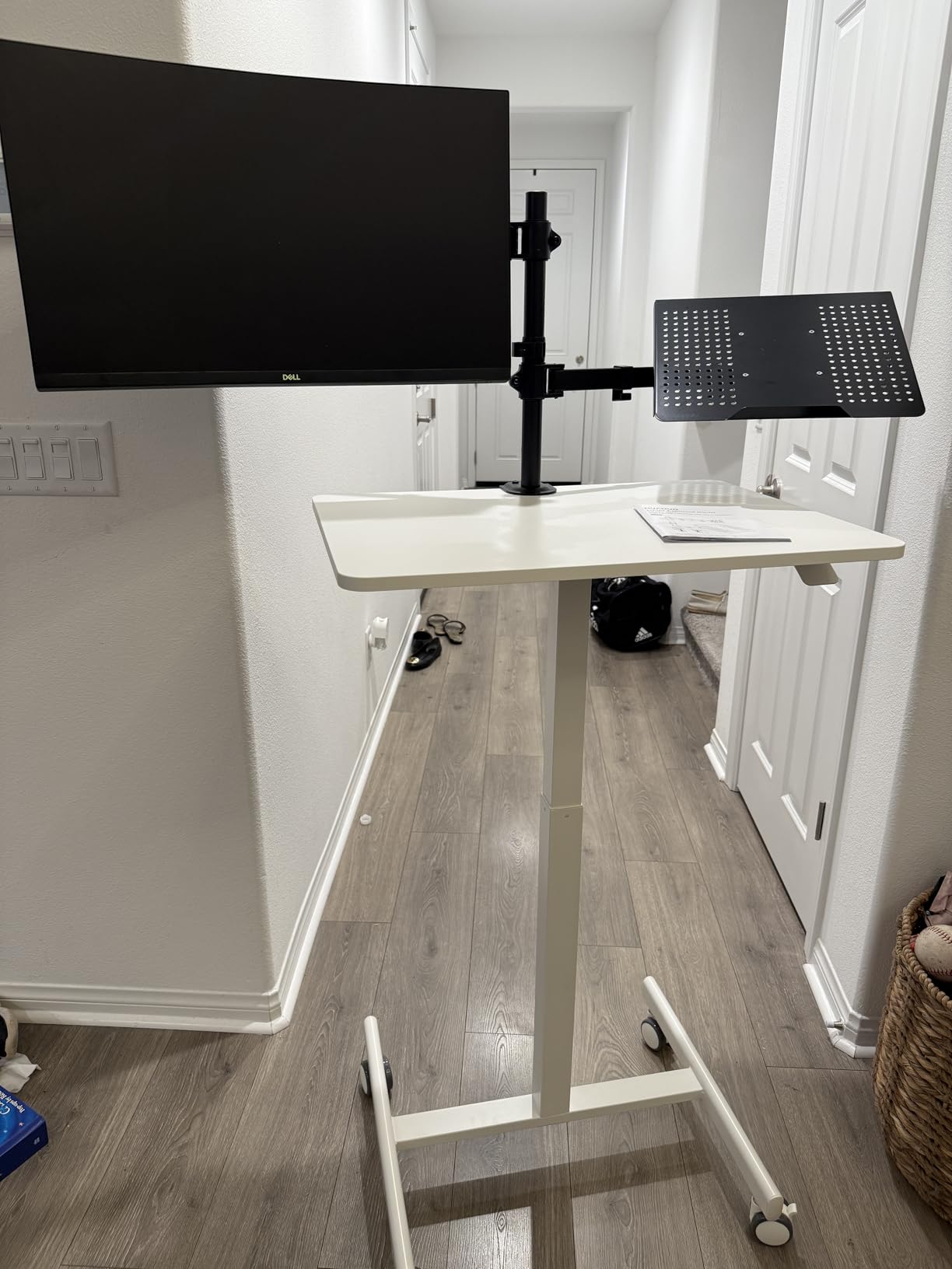 HUANUO Adjustable Monitor Arm with Laptop Tray, Single Desk Mount for 13-32