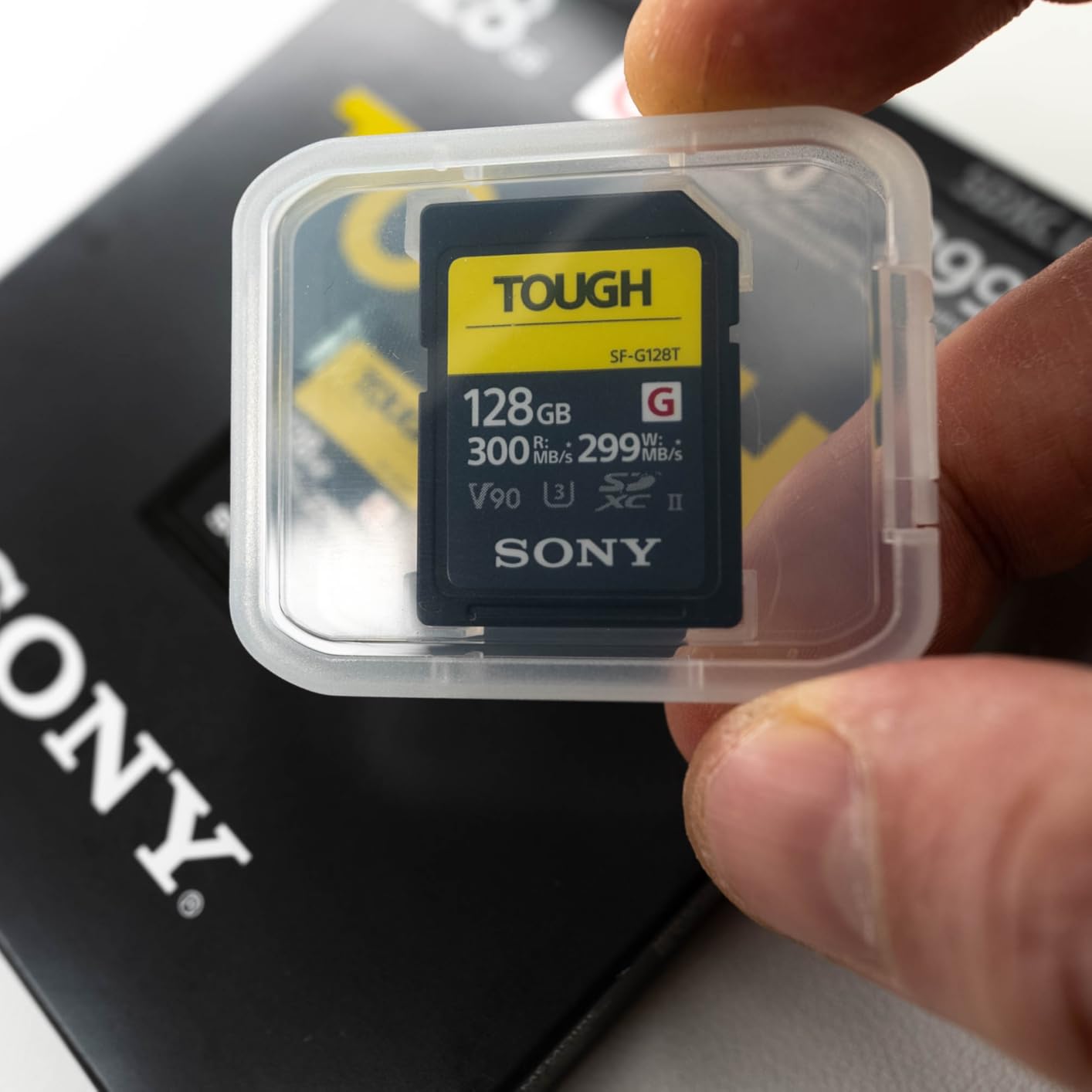 Sony TOUGH-G series SDXC UHS-II Card 128GB, V90, CL10, U3, Max R300MB/S, W299MB/S (SF-G128T/T1) customer photo 1