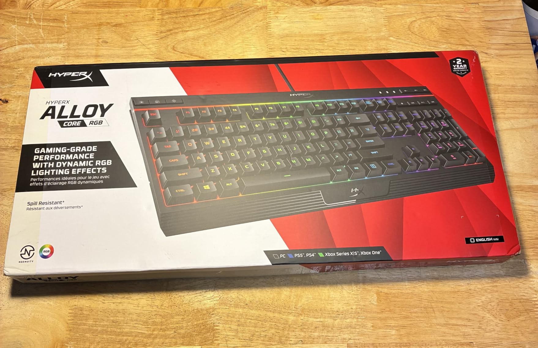 HyperX Alloy Core RGB - Membrane Gaming Keyboard, Comfortable Quiet Silent Keys with RGB LED Lighting Effects, Spill Resistant, Dedicated Media Keys, Compatible with Windows 10/8.1/8/7 - Black customer photo 1
