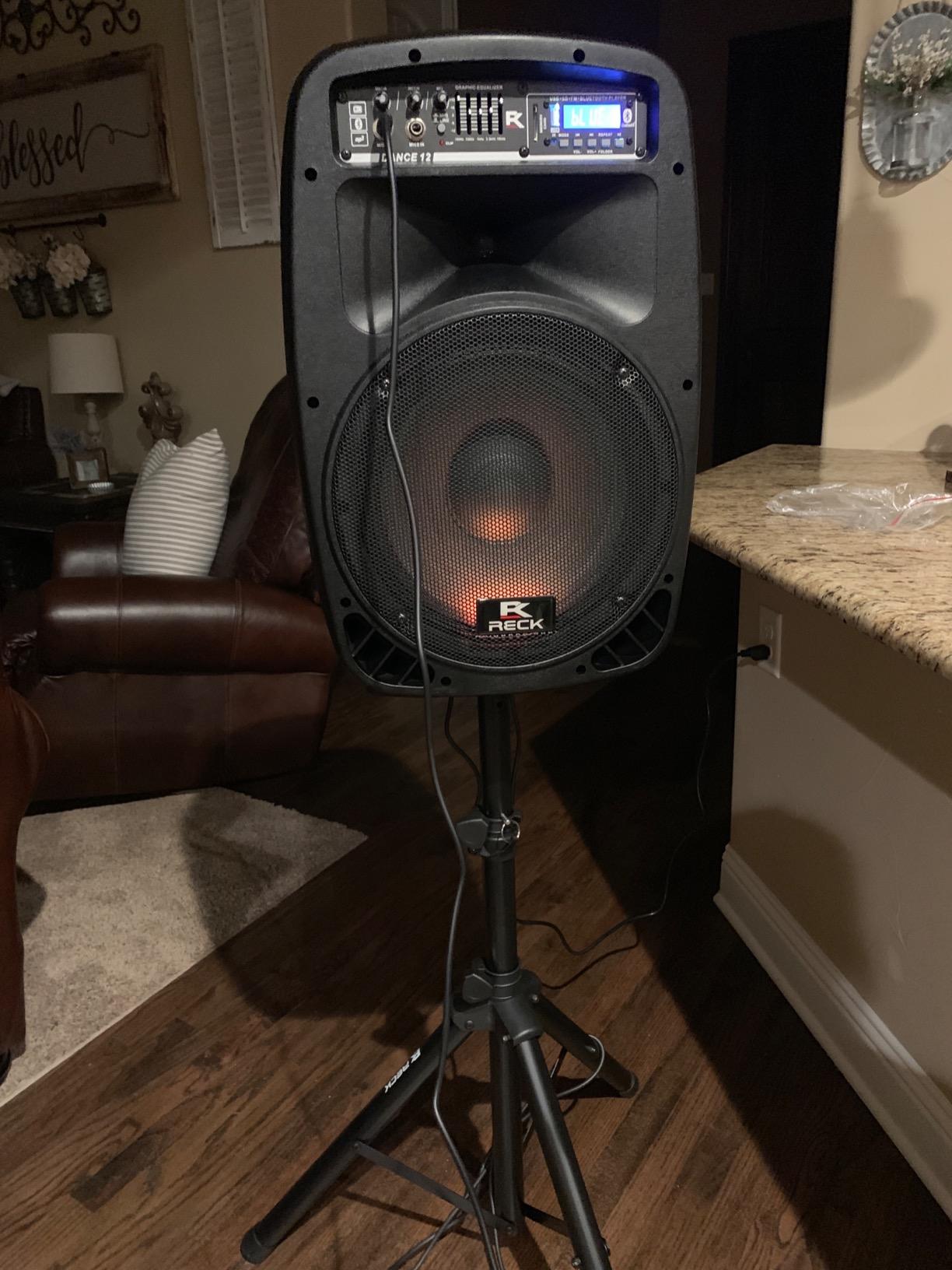 PRORECK Dance 12 Portable 12-Inch 1000 Watts 2-Way Powered PA Speaker System Combo Set with Bluetooth/USB/SD Card Reader/FM Radio/Remote Control/Speaker Stand for Party DJ Wedding Meeting customer photo 2