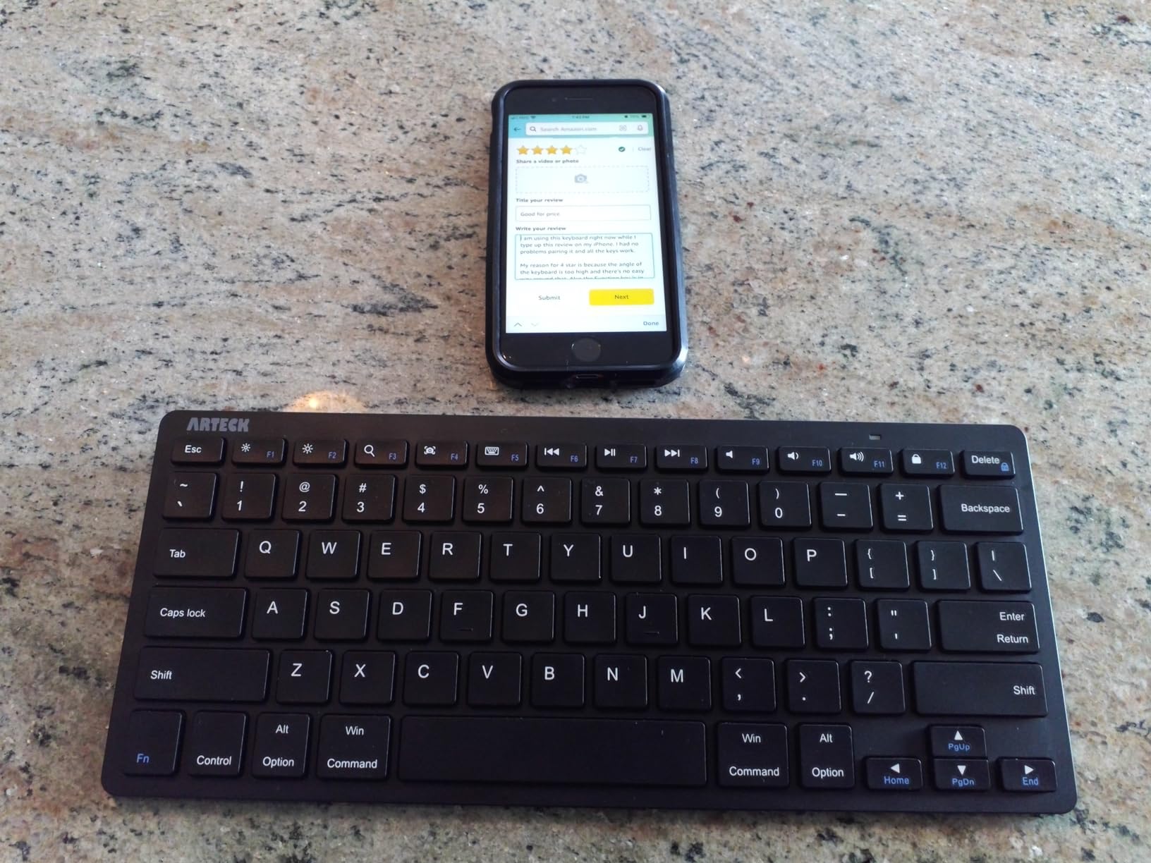 Arteck Compact Wireless Bluetooth Keyboard for iPad Tablet iPhone PC, Black customer photo 2