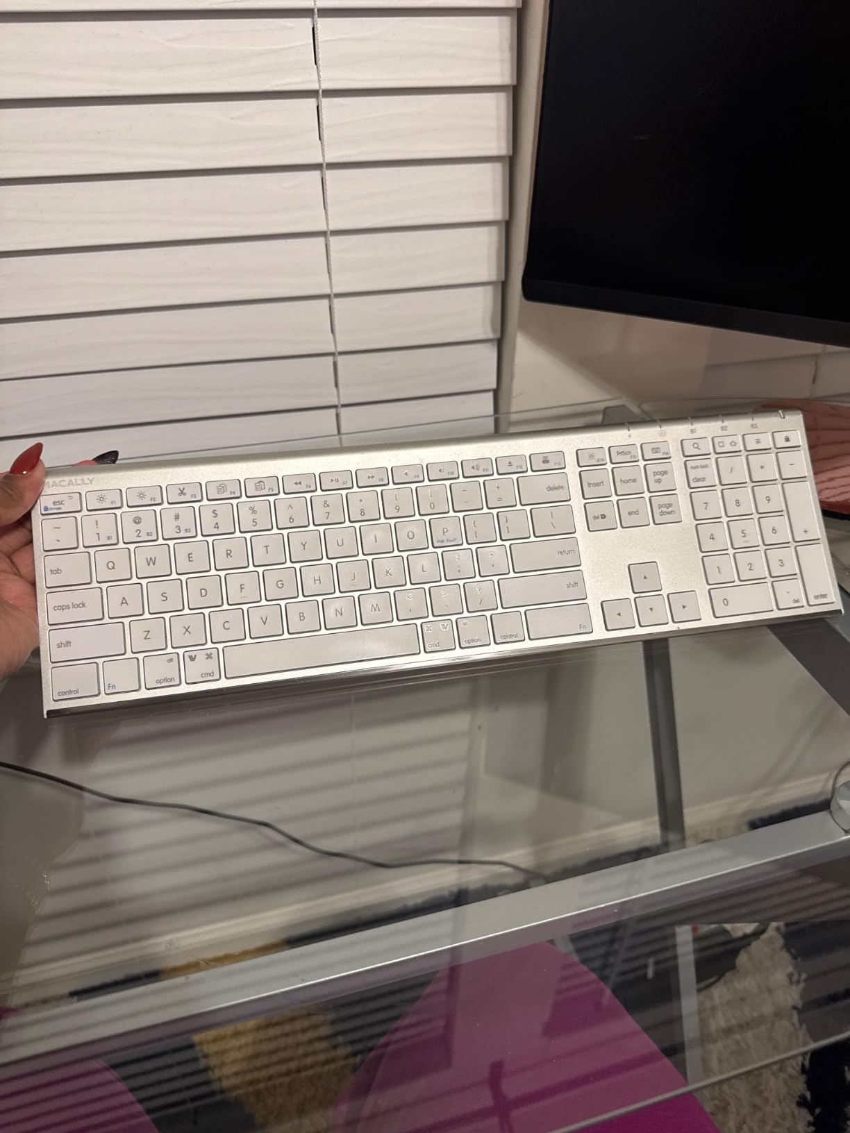 Macally Wireless Bluetooth Keyboard for Mac - Compatible Apple Keyboard or MacBook Pro/Air, iMac - Multi-Device, Up to 3 Devices with 110 Keys, 20 Shortcuts, Numeric Keypad, Rechargeable - Silver customer photo 1