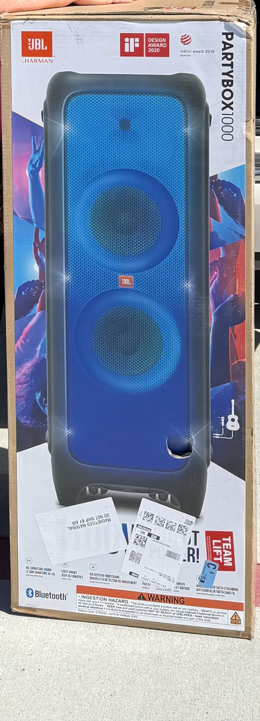 JBL PartyBox 1000 - High Power Wireless Bluetooth Party Speaker, Black | JBL Signature Sound, Light shows, Air gesture wristband brings everyone together, DJ Pad, Mic and guitar inputs customer photo 1