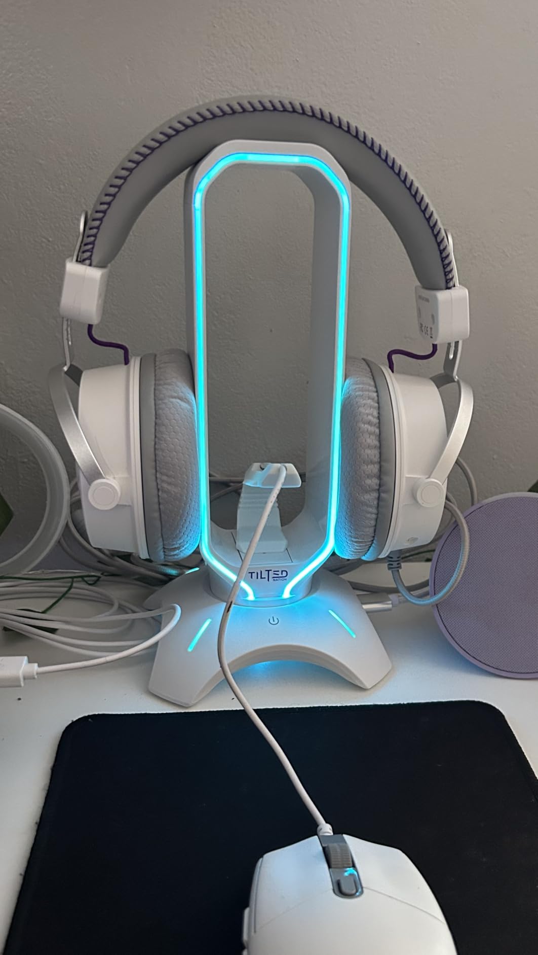 Tilted Nation Gaming Headset Stand | RGB Headphone Stand for Desk with Mouse Bungee and USB Hub (Cool and Clean Setup) Gaming Headset Holder - Perfect Gamer Gift Accessory customer photo 1