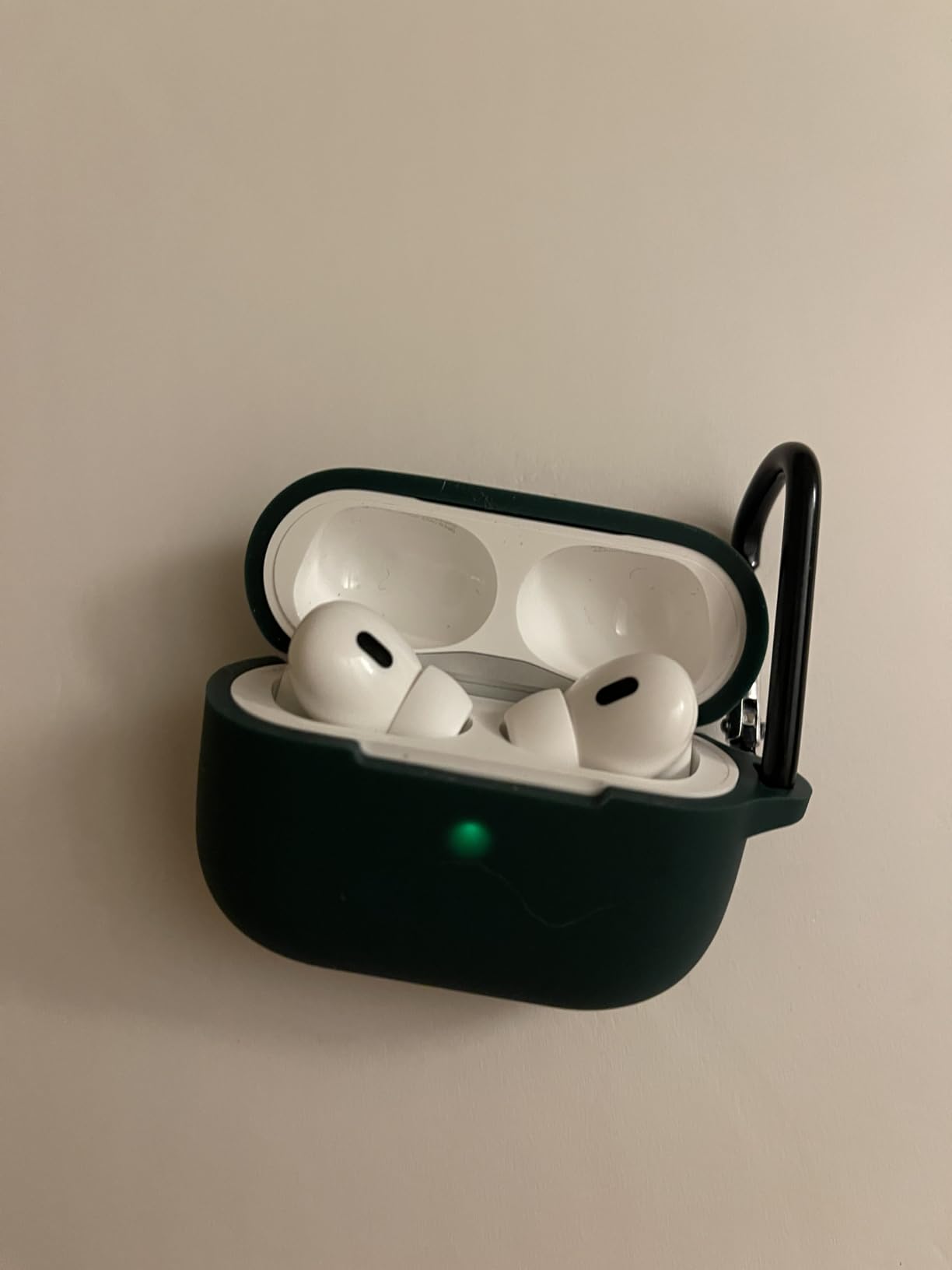 for AirPods Pro 1st/2nd Generation Case Cover, Protective Silicone Skin Accessories with Keychain for Women Men for Apple AirPods Pro 2019/2022 Charging Case,Front LED Visible-Midnight Green customer photo 1