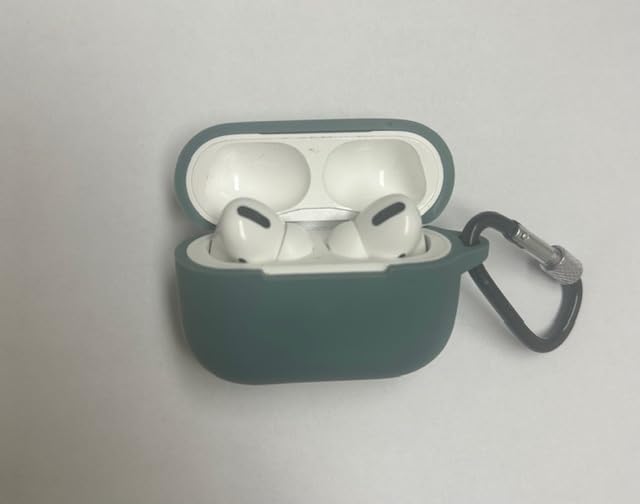 for AirPods Pro 1st/2nd Generation Case Cover, Protective Silicone Skin Accessories with Keychain for Women Men for Apple AirPods Pro 2019/2022 Charging Case,Front LED Visible-Midnight Green customer photo 2