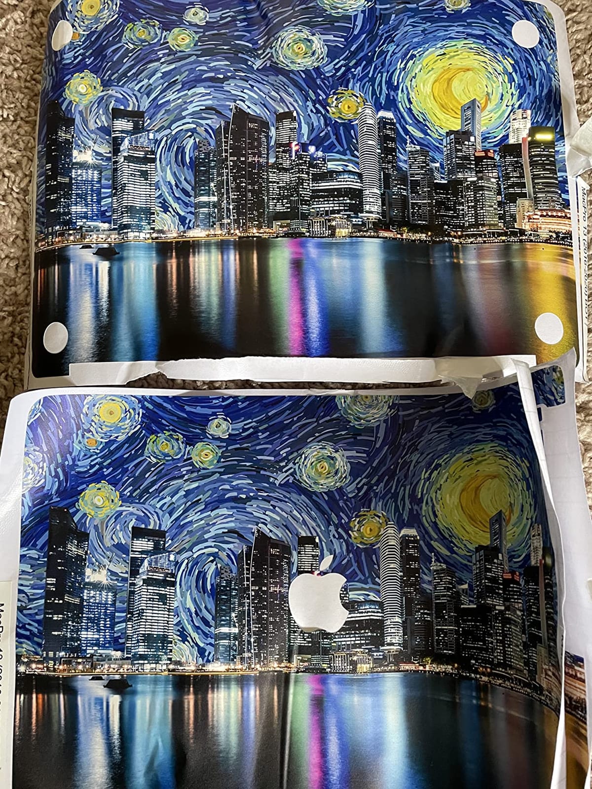 Vinyl Decal Skin Compatible for MacBook Pro 16 M3 M2 M1 14 2023 Air 15 2022 Retina 2020 Air 13 Mac 12 Artwork Cover Laptop Painting Blue Starry Night Design Van Gogh customer photo 1