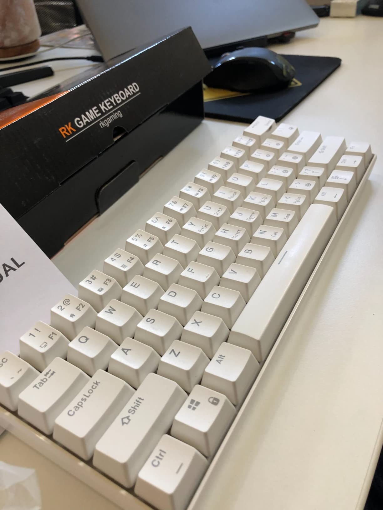RK ROYAL KLUDGE RK61 Wired 60% Mechanical Gaming Keyboard, Compact PC Game Keyboards with QMK/VIA Programmable RGB Backlit, Hot Swappable Custom Keyboard for Win/Mac, Pre-lubed Red Switch, White customer photo 1
