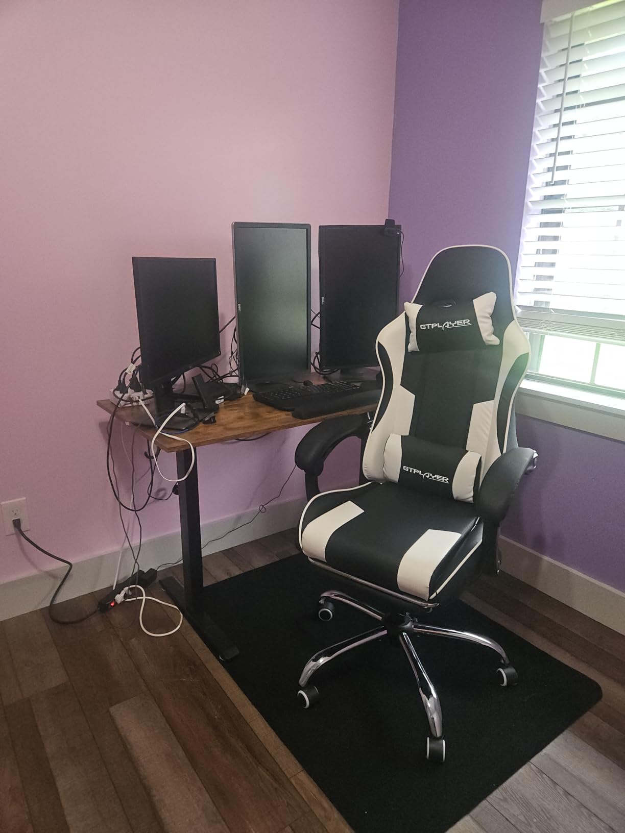 GTPLAYER Gaming Chair, Computer Chair with Footrest and Lumbar Support, Height Adjustable Game Chair with 360°-Swivel Seat and Headrest and for Office or Gaming (Faux Leather, Black) customer photo 1