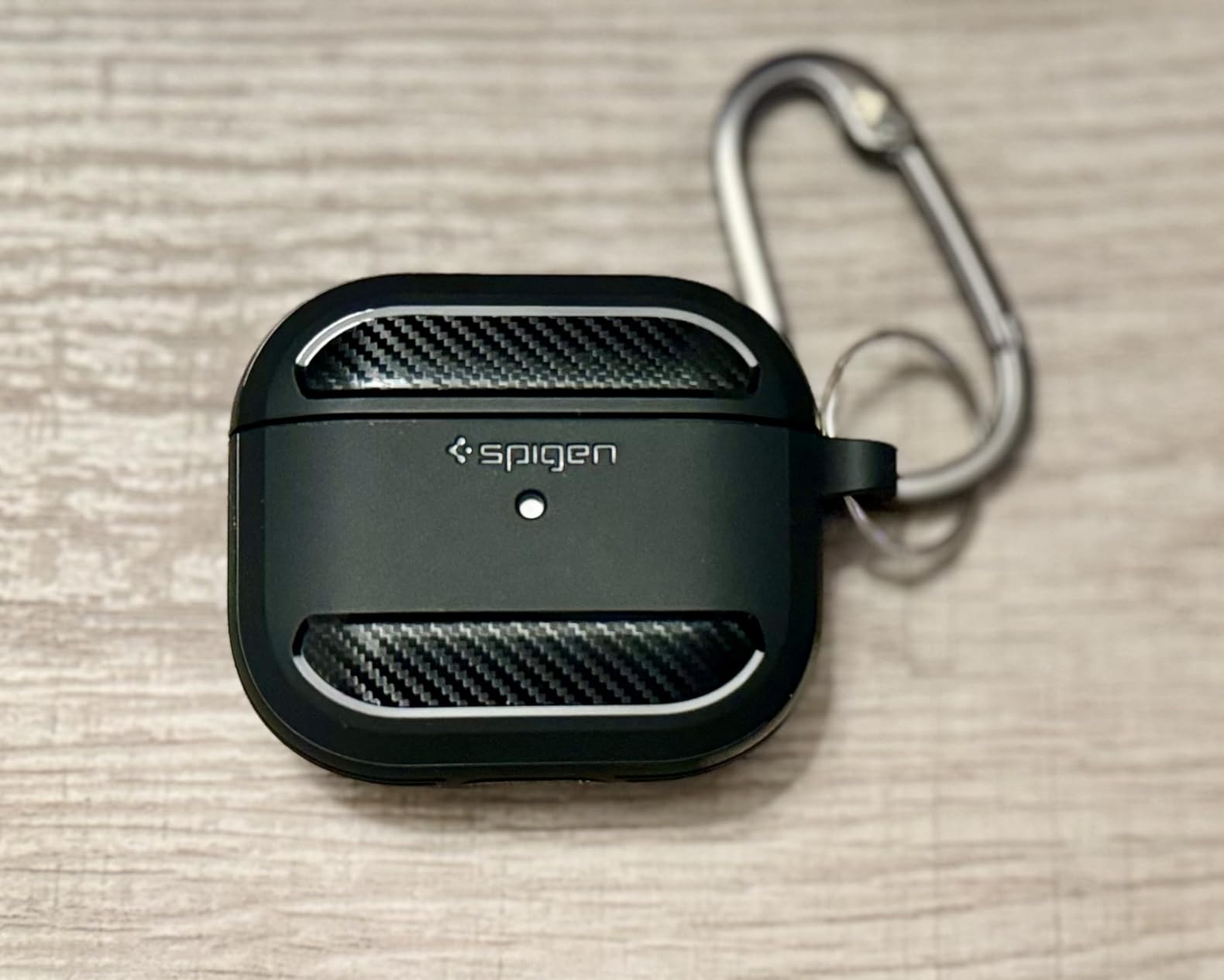 Spigen Rugged Armor Designed for AirPods 3 Case (2021) | TPU & PC Dual Layer Drop Protection, Included Carabiner - Matte Black customer photo 2