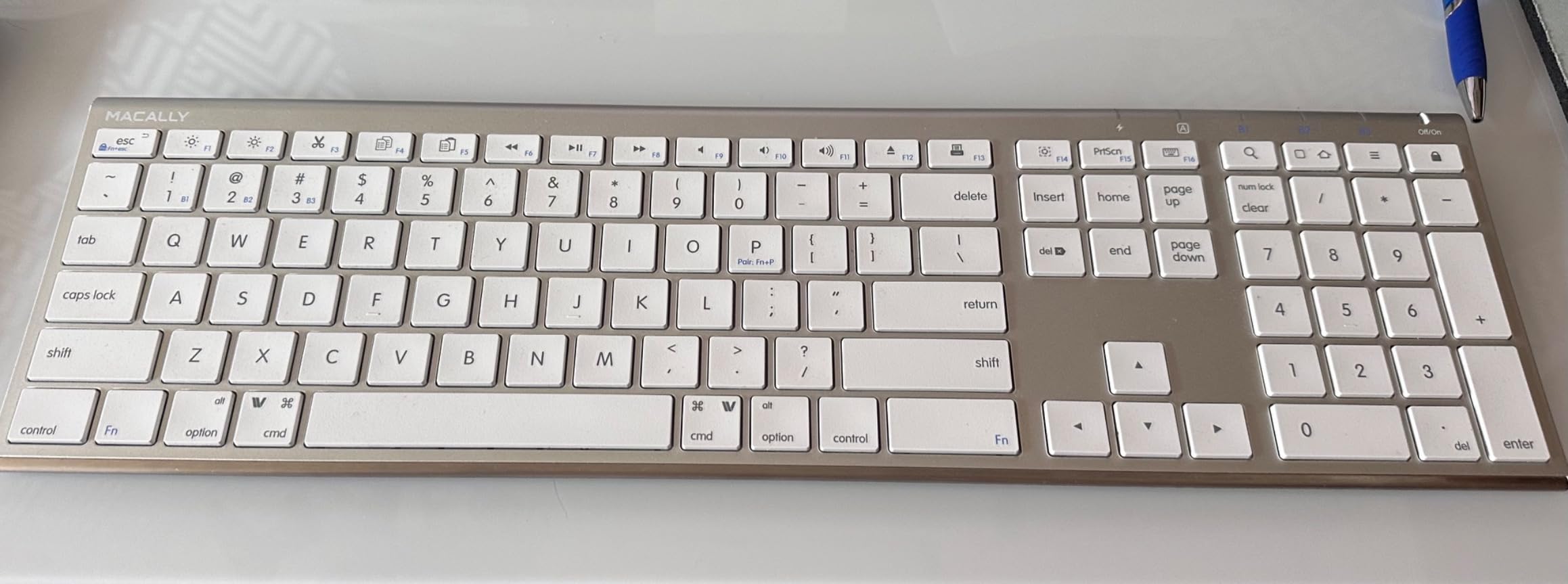 Macally Wireless Bluetooth Keyboard for Mac - Compatible Apple Keyboard or MacBook Pro/Air, iMac - Multi-Device, Up to 3 Devices with 110 Keys, 20 Shortcuts, Numeric Keypad, and Rechargeable customer photo 1