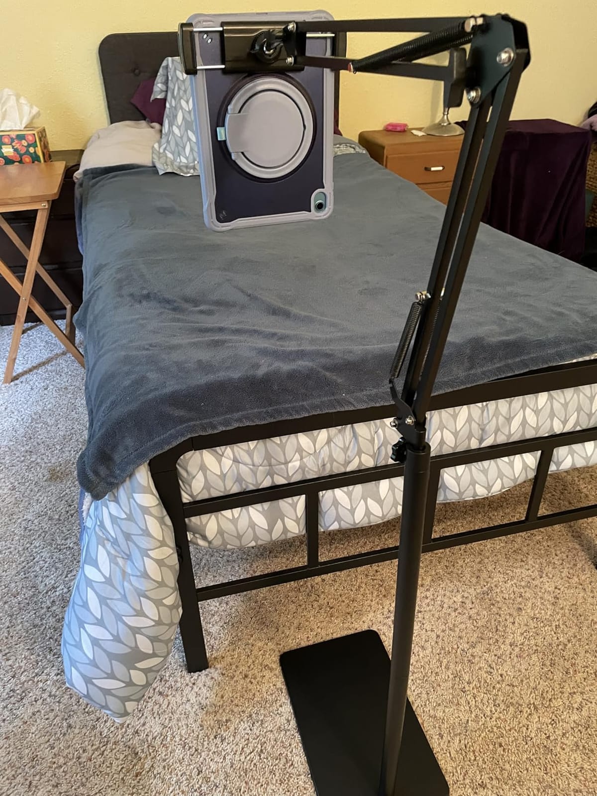 Tablet Floor Stand with 5LB Metal Base, Overhead Bed Phone Stand Angle Height Adjustable Holder, Universal Floor Stand Compatible with iPhone iPad Pro Air Mini, Samsung Tab, Kindle, E-Readers customer photo 1