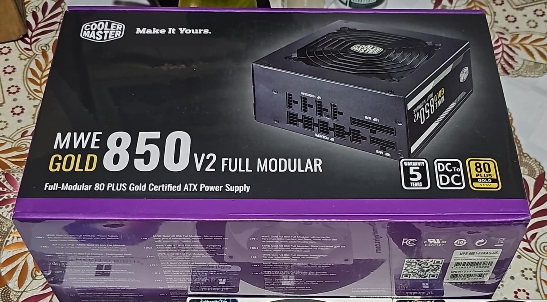 Cooler Master MWE Gold 850 V2 Power Supply, Fully Modular | Certification Cybenetics Gold & Noise Standard +, 80 PLUS Gold, 850W, Semi-Fanless Low Noise, Fully Modular customer photo 1