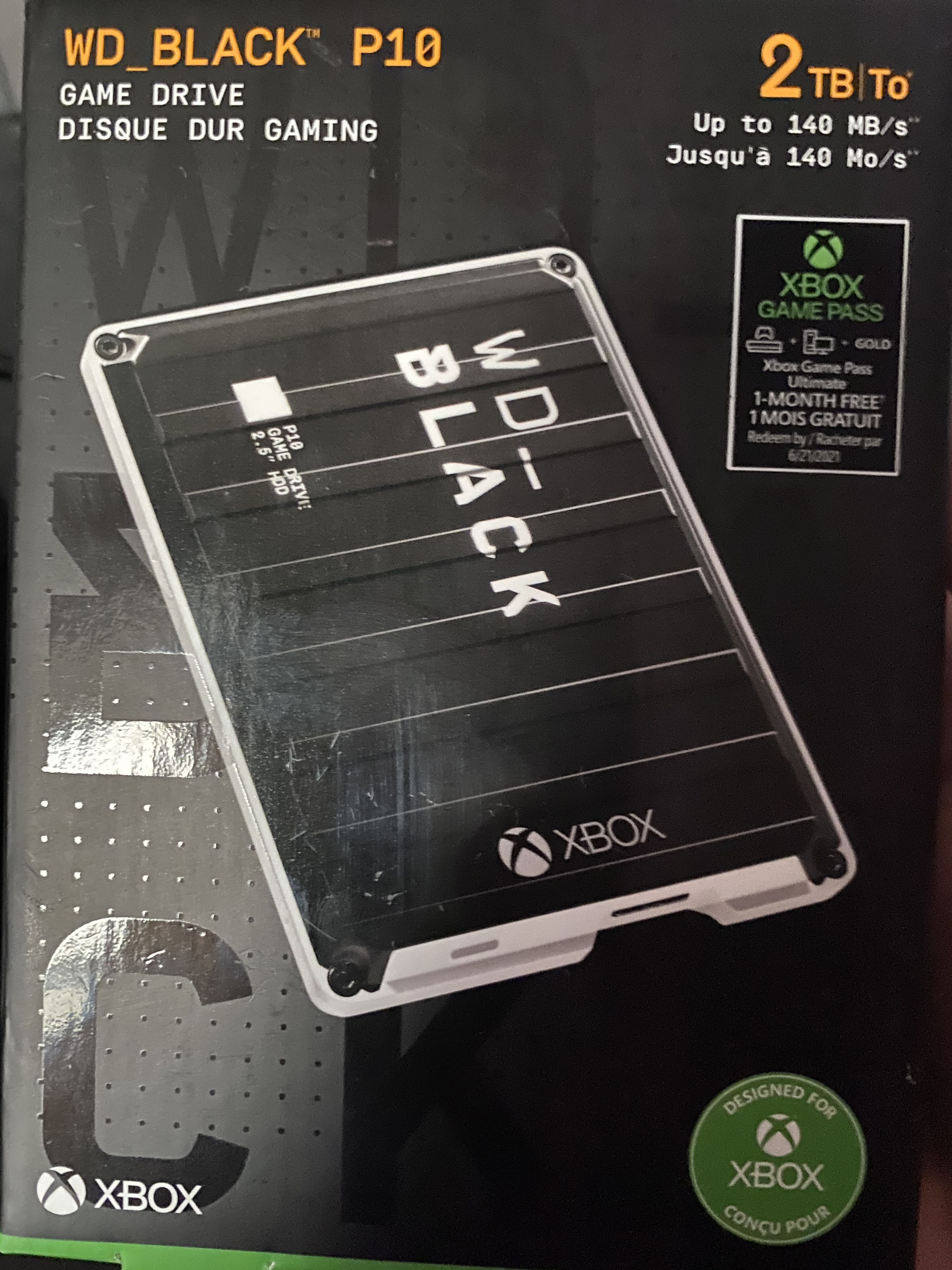 WD_BLACK 2TB P10 Game Drive for Xbox - 1-Month Xbox Game Pass, Portable External Hard Drive - WDBA6U0020BBK-WESN customer photo 1