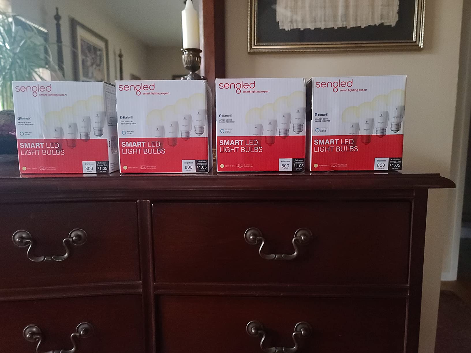 Sengled Alexa Light Bulb, S1 Auto Pairing with Alexa Devices, Warm Light Bulbs, Bluetooth Mesh Smart Home Lighting, E26 60W Equivalent, 800LM, 4-Pack customer photo 1