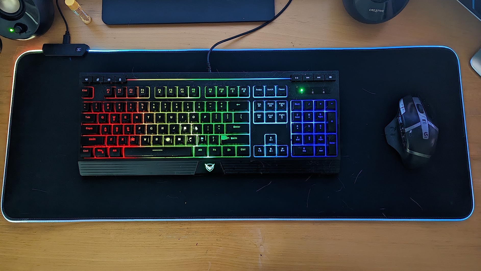 Large RGB Gaming Mouse Pad - 15 Light Modes Touch Control Extended Soft Computer Keyboard Mat Non-Slip Rubber Base for Gamer Esports Pros 31.5X11.8 (RGB) customer photo 2