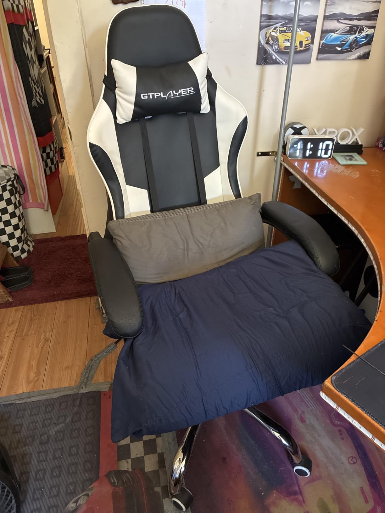 GTPLAYER Gaming Chair, Computer Chair with Footrest and Lumbar Support, Height Adjustable Game Chair with 360-Swivel Seat and Headrest and for Office or Gaming (Faux Leather, Pink) customer photo 2