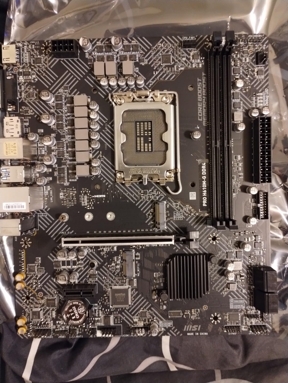 MSI PRO H610M-G DDR4 Motherboard (12th/13th/14th Gen Intel Core, LGA 1700 Socket, DDR4, PCIe 4, SATA 6Gb/s, 1Gbps LAN, M.2 Slots, USB 3.2, mATX) customer photo 1